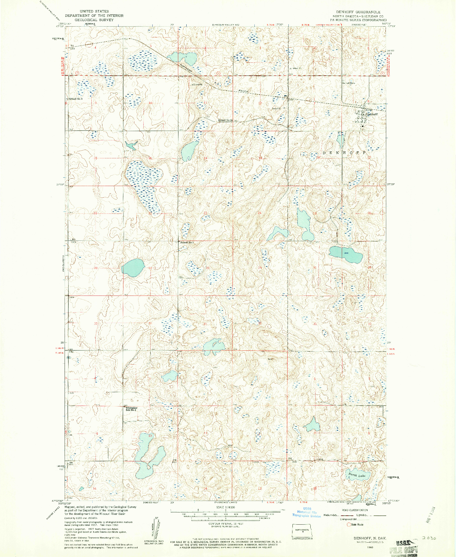 USGS 1:24000-SCALE QUADRANGLE FOR DENHOFF, ND 1960