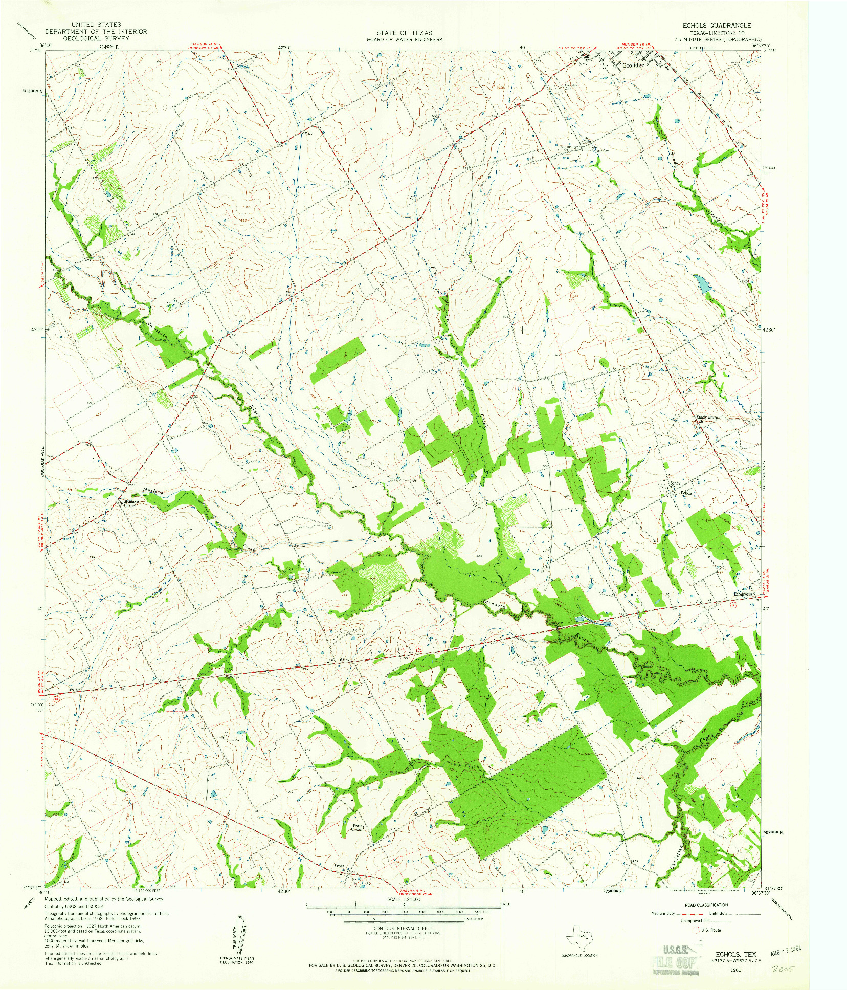 USGS 1:24000-SCALE QUADRANGLE FOR ECHOLS, TX 1960