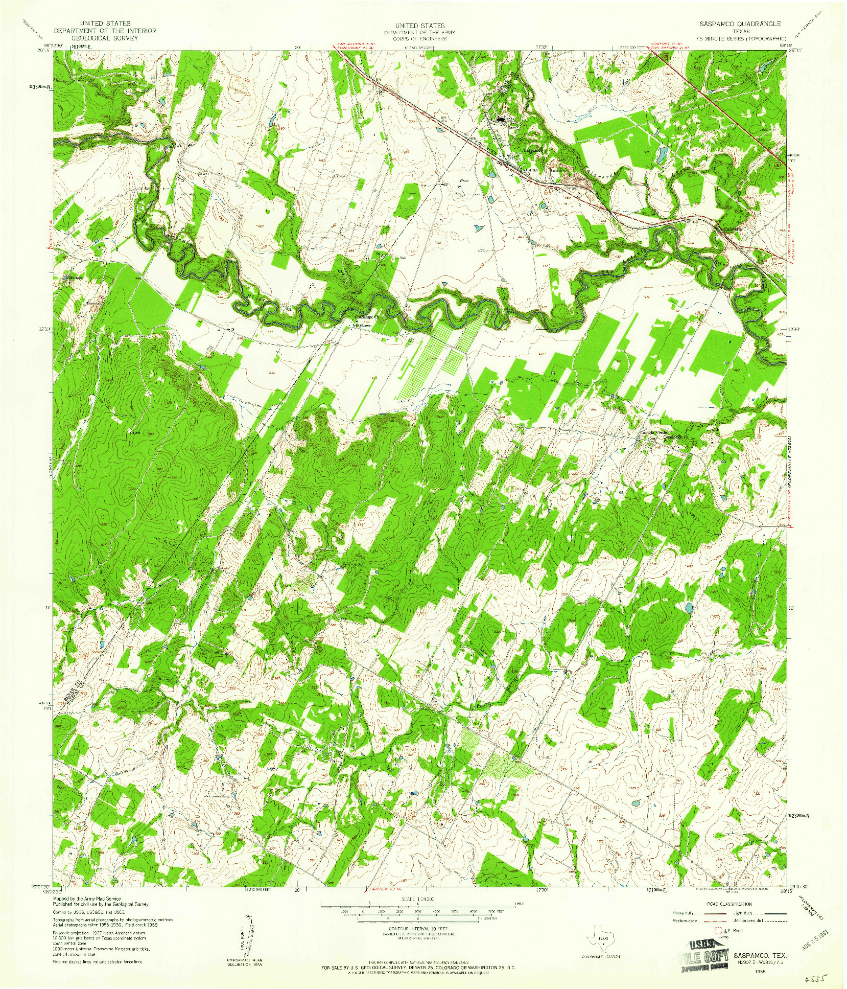 USGS 1:24000-SCALE QUADRANGLE FOR SASPAMCO, TX 1958