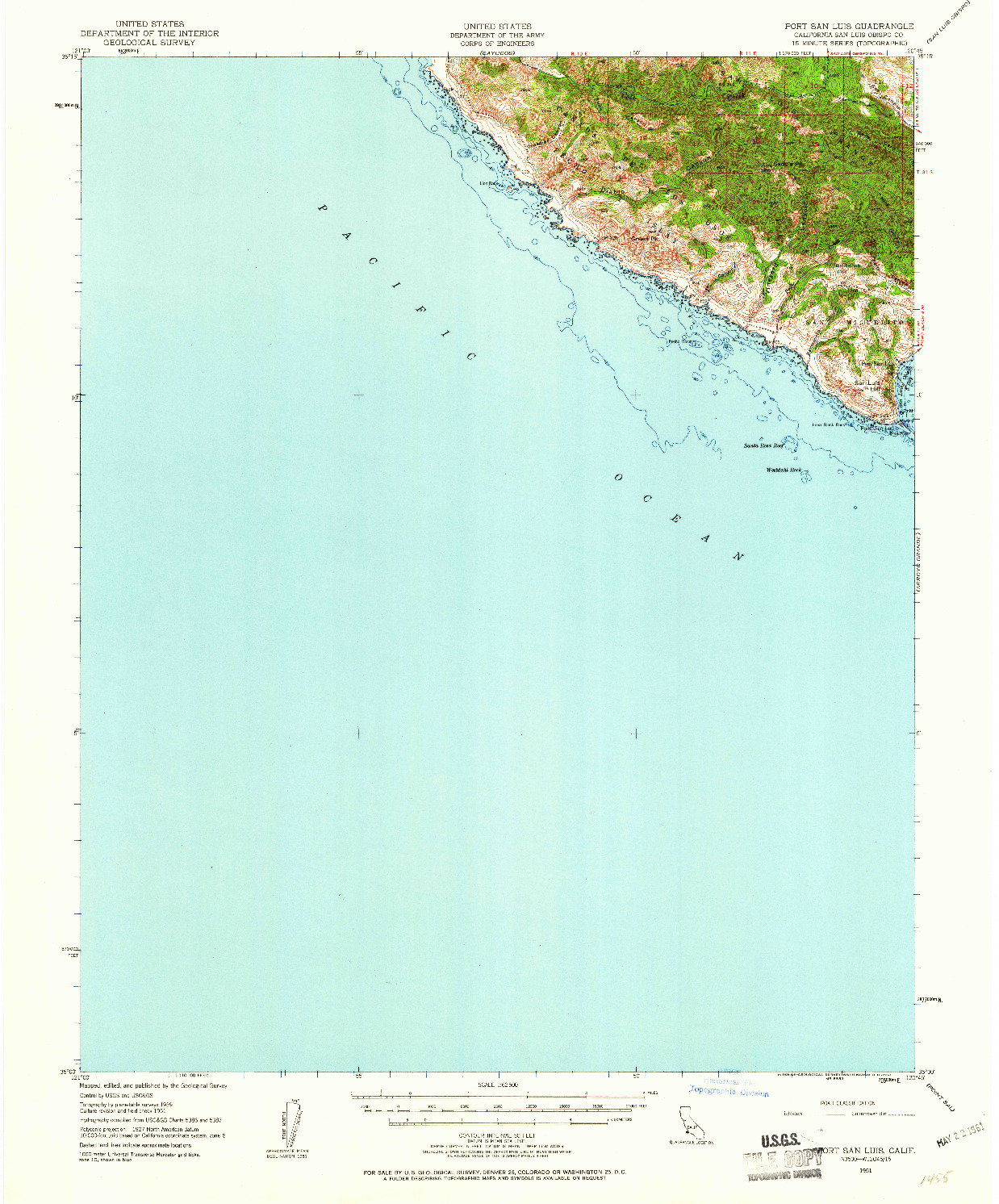 USGS 1:62500-SCALE QUADRANGLE FOR PORT SAN LUIS, CA 1951