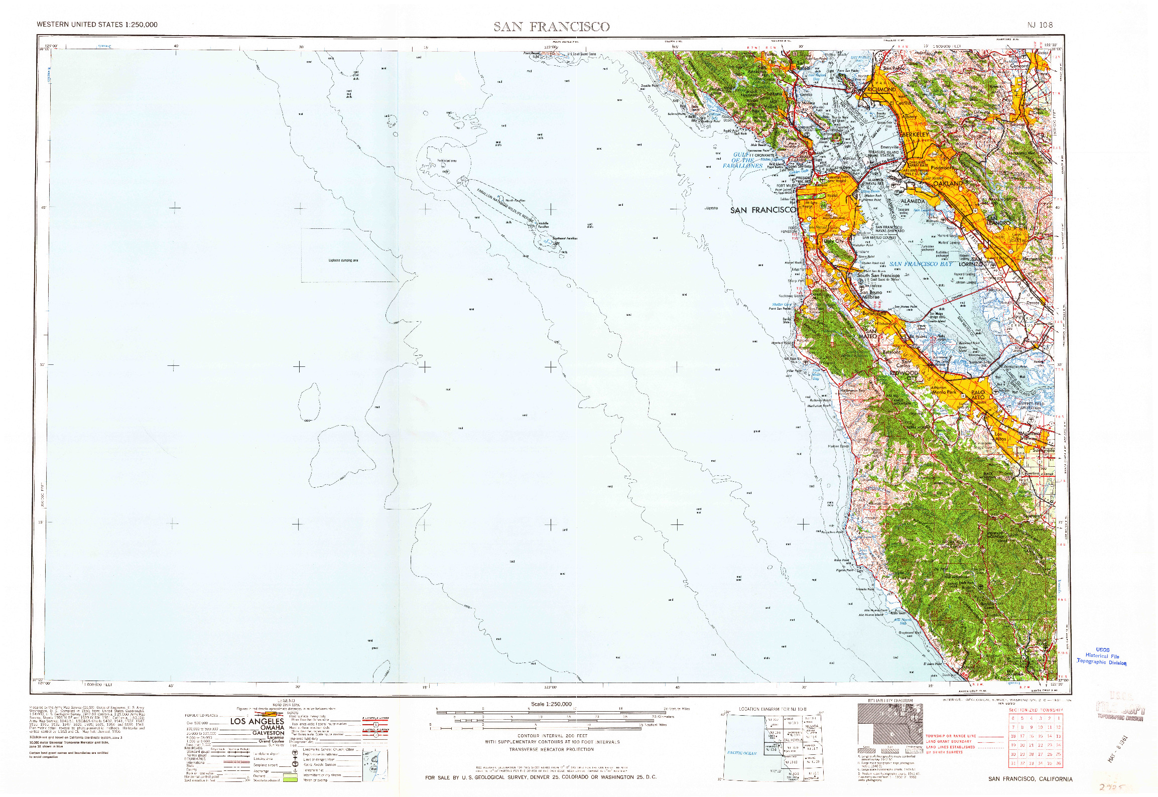 USGS 1:250000-SCALE QUADRANGLE FOR SAN FRANCISCO, CA 1961