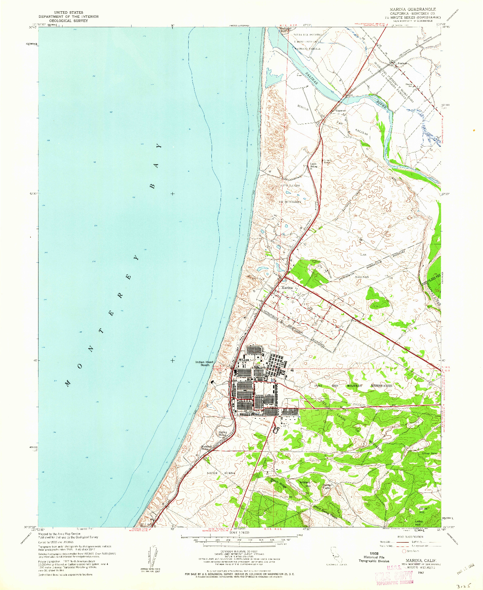 USGS 1:24000-SCALE QUADRANGLE FOR MARINA, CA 1947