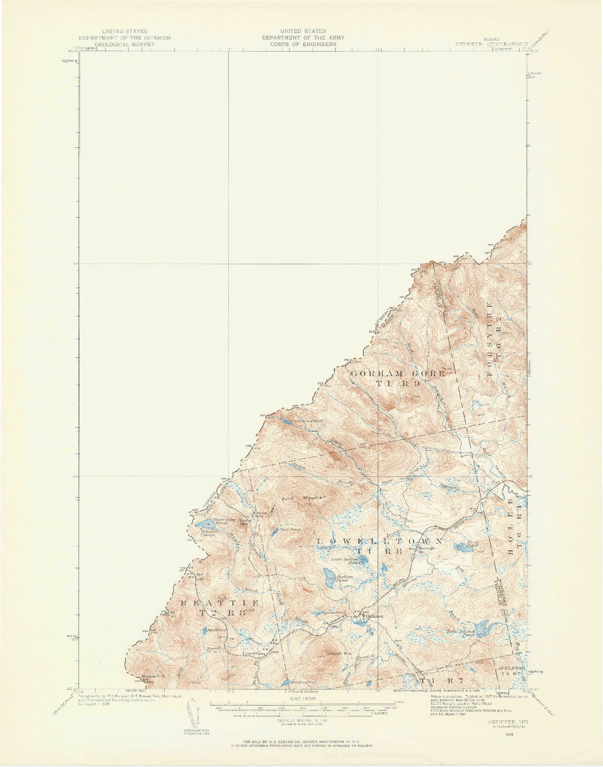 USGS 1:62500-SCALE QUADRANGLE FOR SKINNER, ME 1928