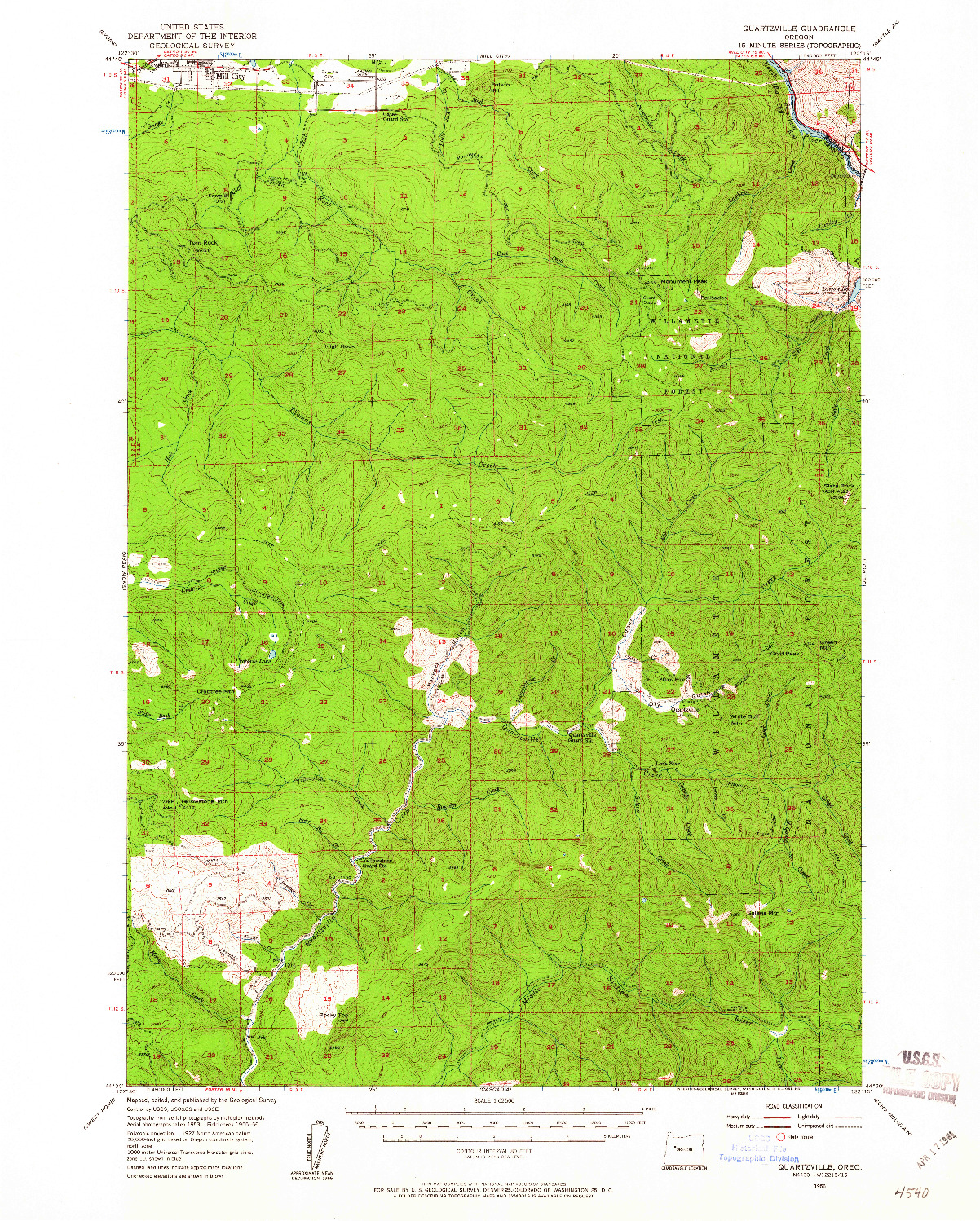 USGS 1:62500-SCALE QUADRANGLE FOR QUARTZVILLE, OR 1956