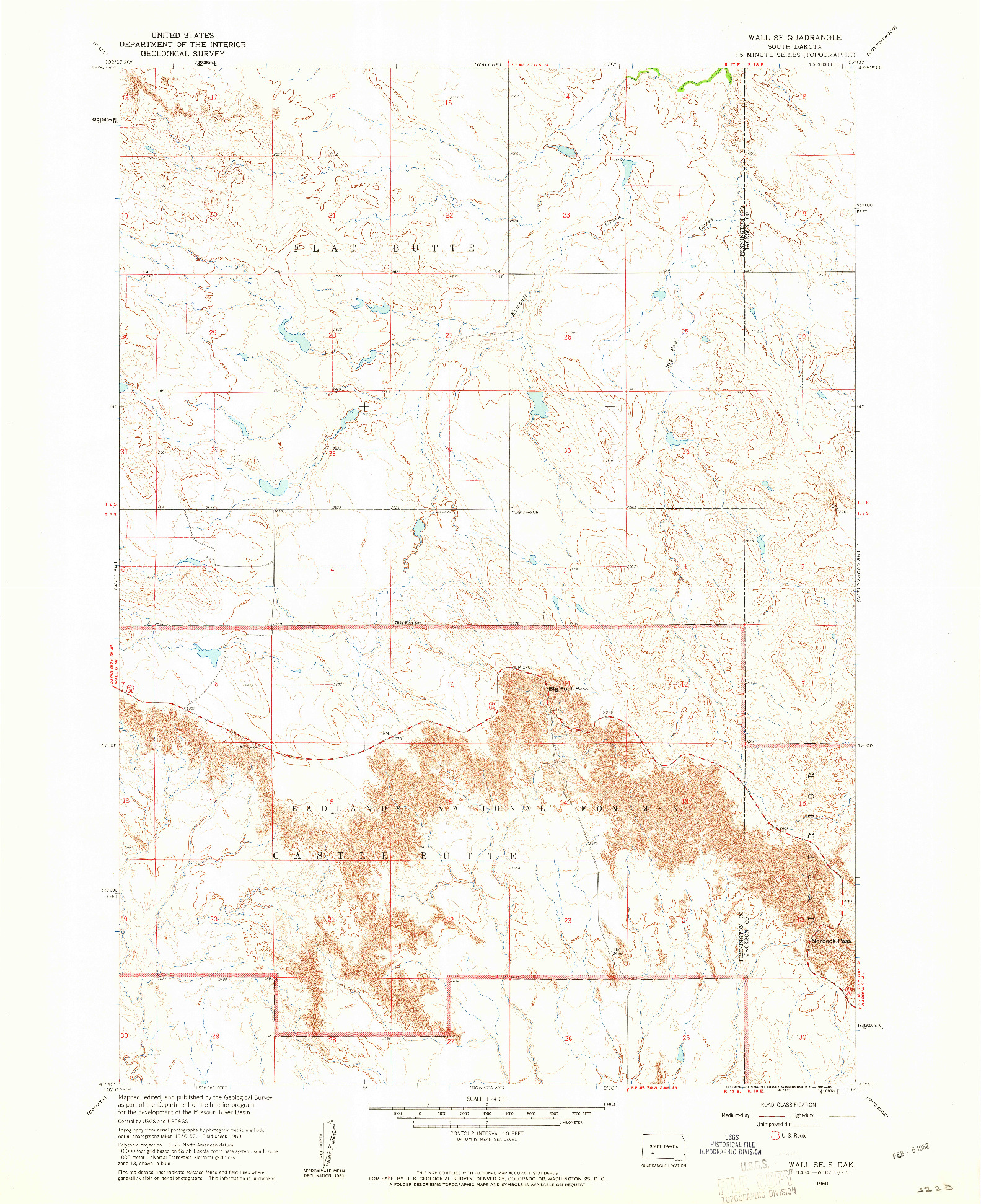 USGS 1:24000-SCALE QUADRANGLE FOR WALL SE, SD 1960