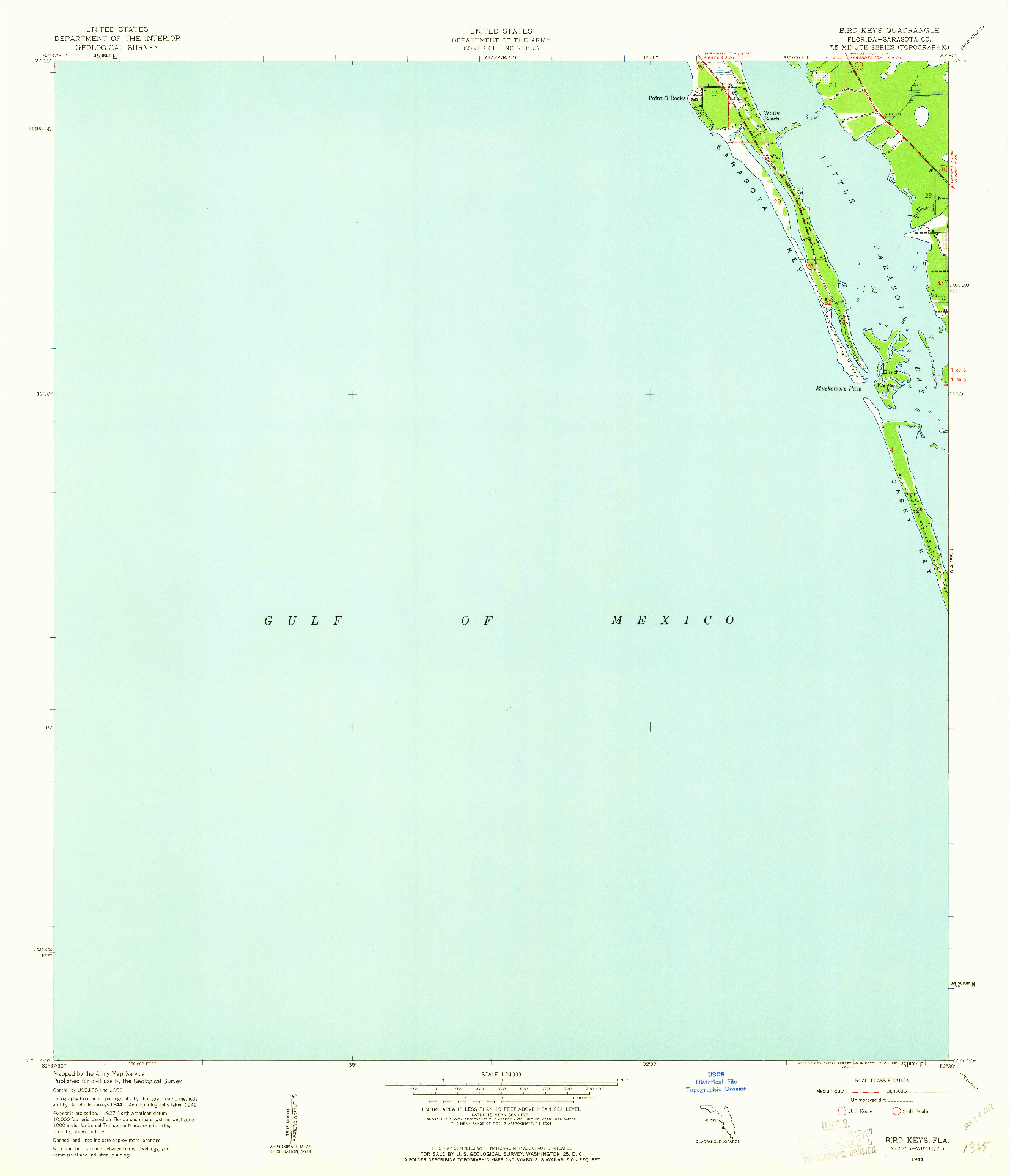 USGS 1:24000-SCALE QUADRANGLE FOR BIRD KEYS, FL 1944