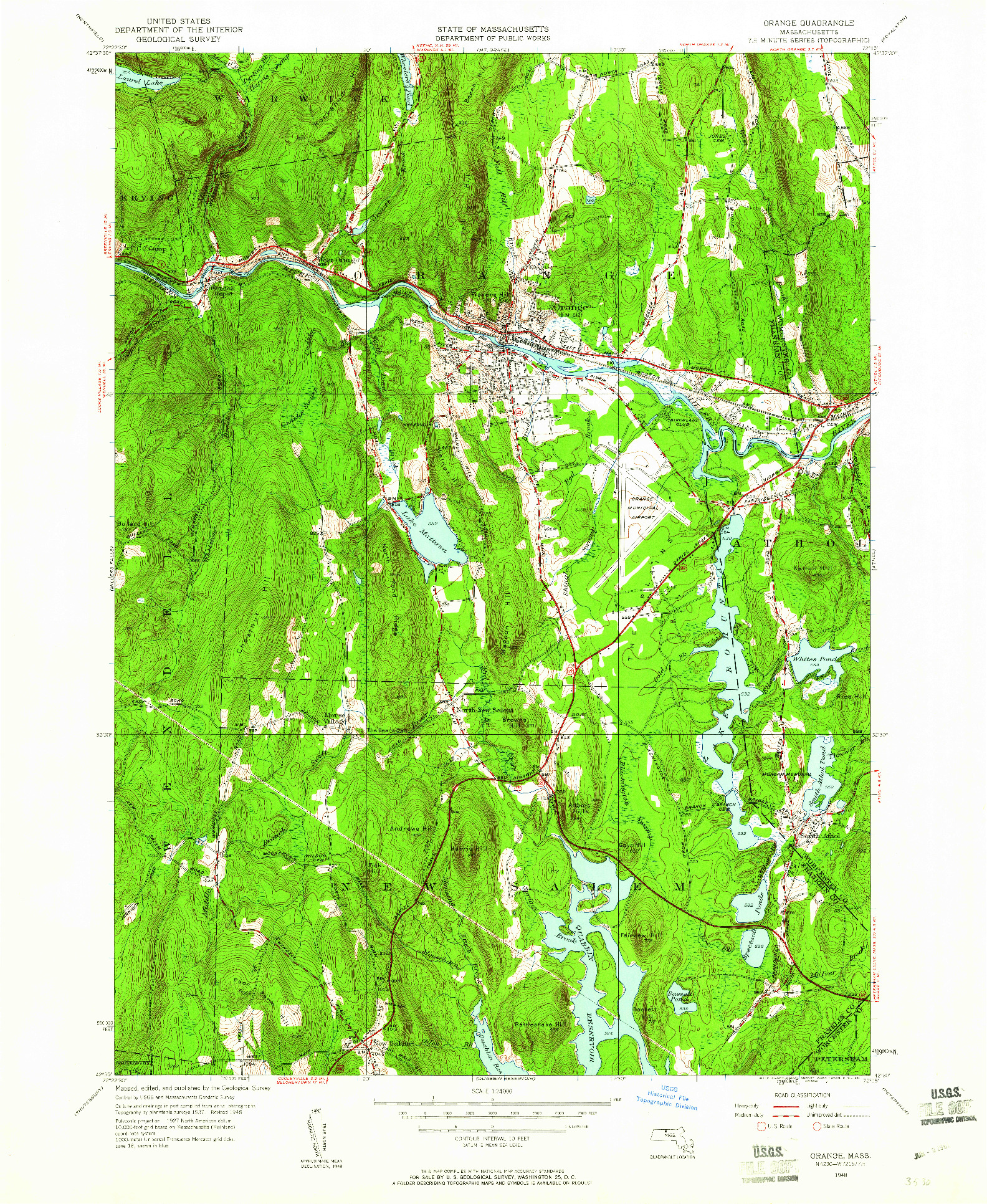 USGS 1:24000-SCALE QUADRANGLE FOR ORANGE, MA 1948