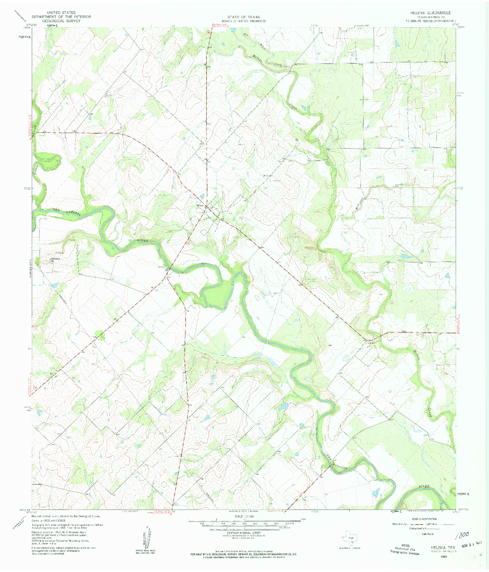 USGS 1:24000-SCALE QUADRANGLE FOR HELENA, TX 1960