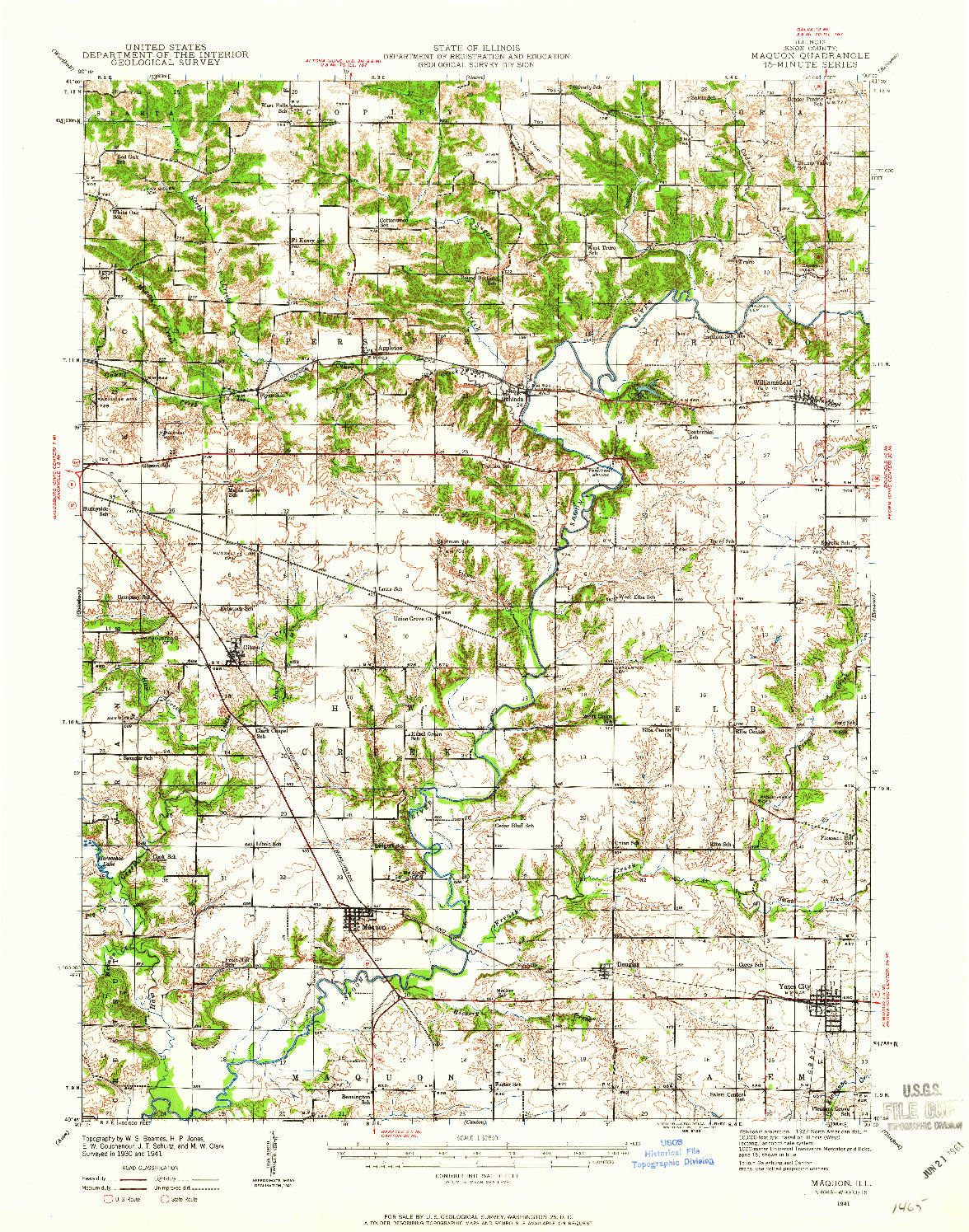 USGS 1:62500-SCALE QUADRANGLE FOR MAQUON, IL 1941