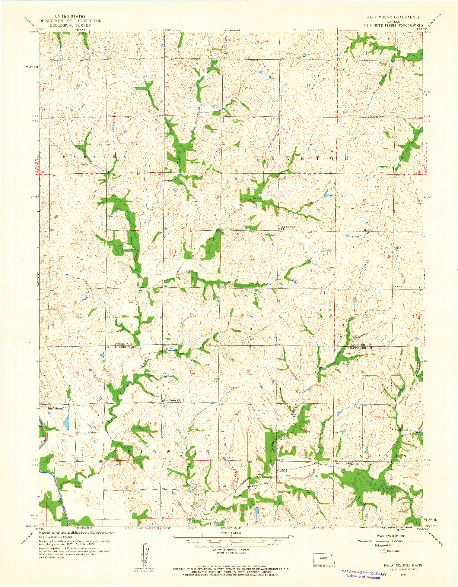 USGS 1:24000-SCALE QUADRANGLE FOR HALF MOUND, KS 1959