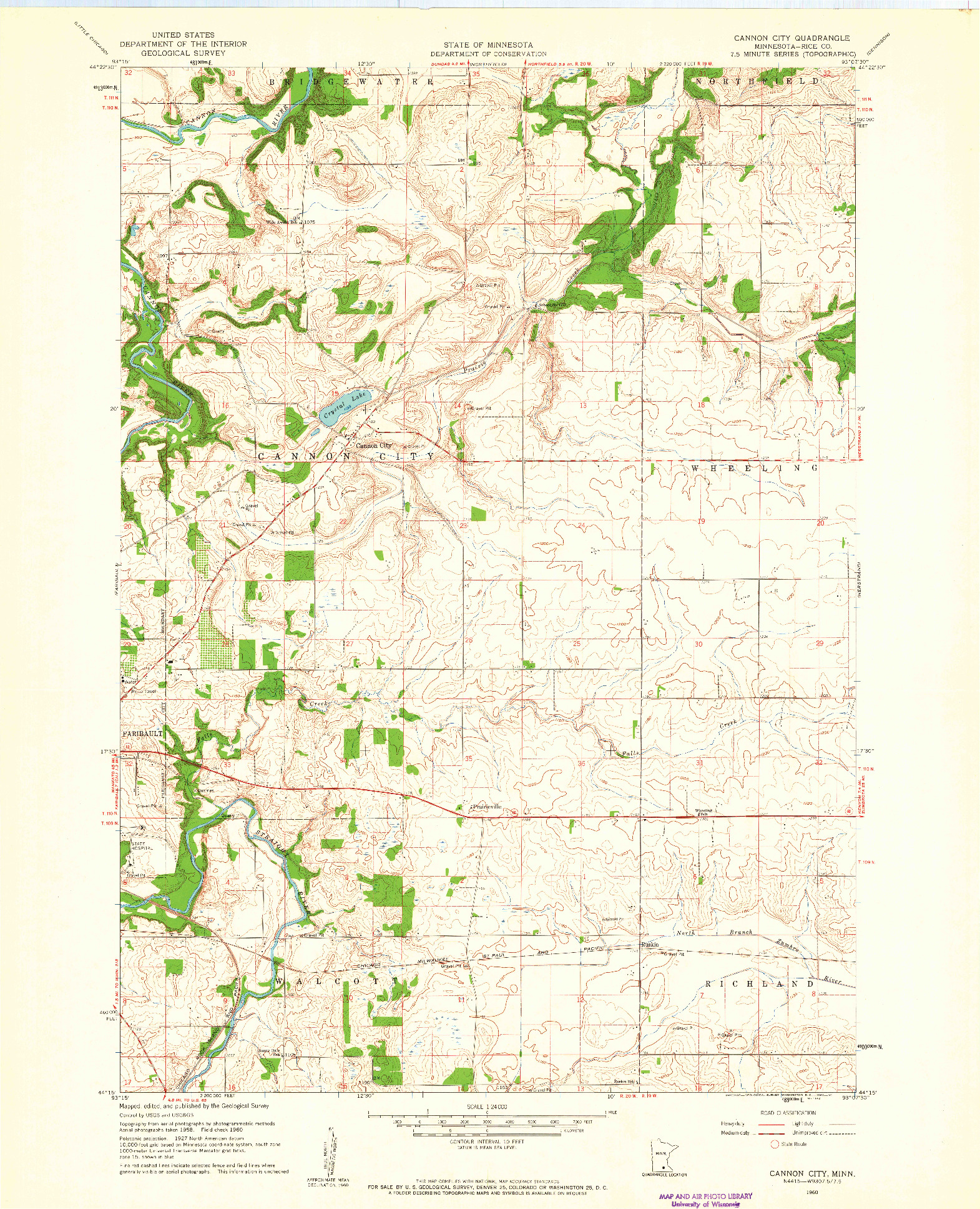 USGS 1:24000-SCALE QUADRANGLE FOR CANNON CITY, MN 1960