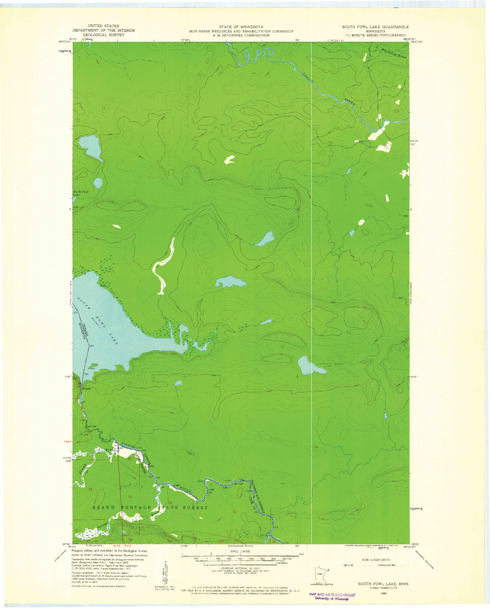 USGS 1:24000-SCALE QUADRANGLE FOR SOUTH FOWL LAKE, MN 1960