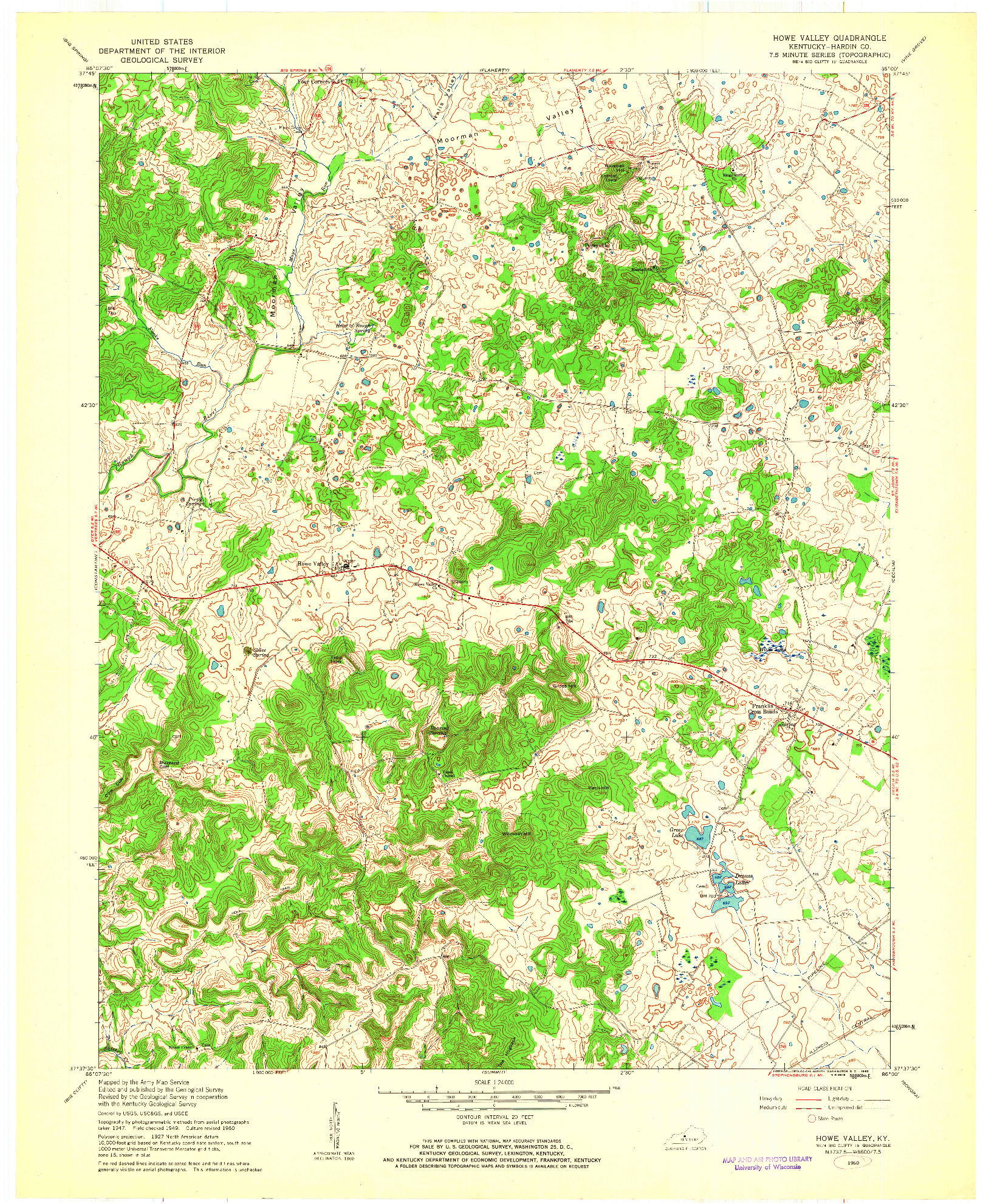 USGS 1:24000-SCALE QUADRANGLE FOR HOWE VALLEY, KY 1960