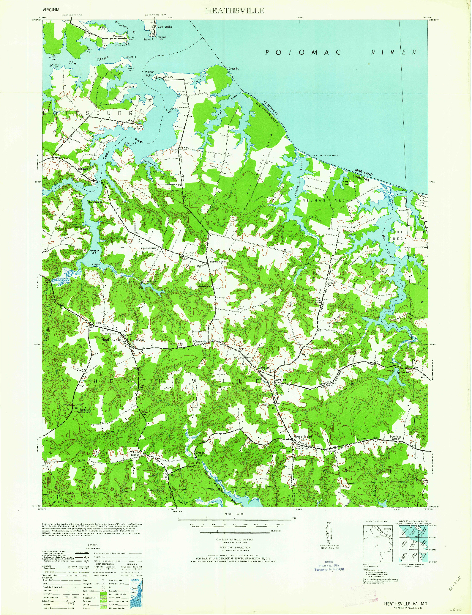 USGS 1:24000-SCALE QUADRANGLE FOR HEATHSVILLE, VA 1962