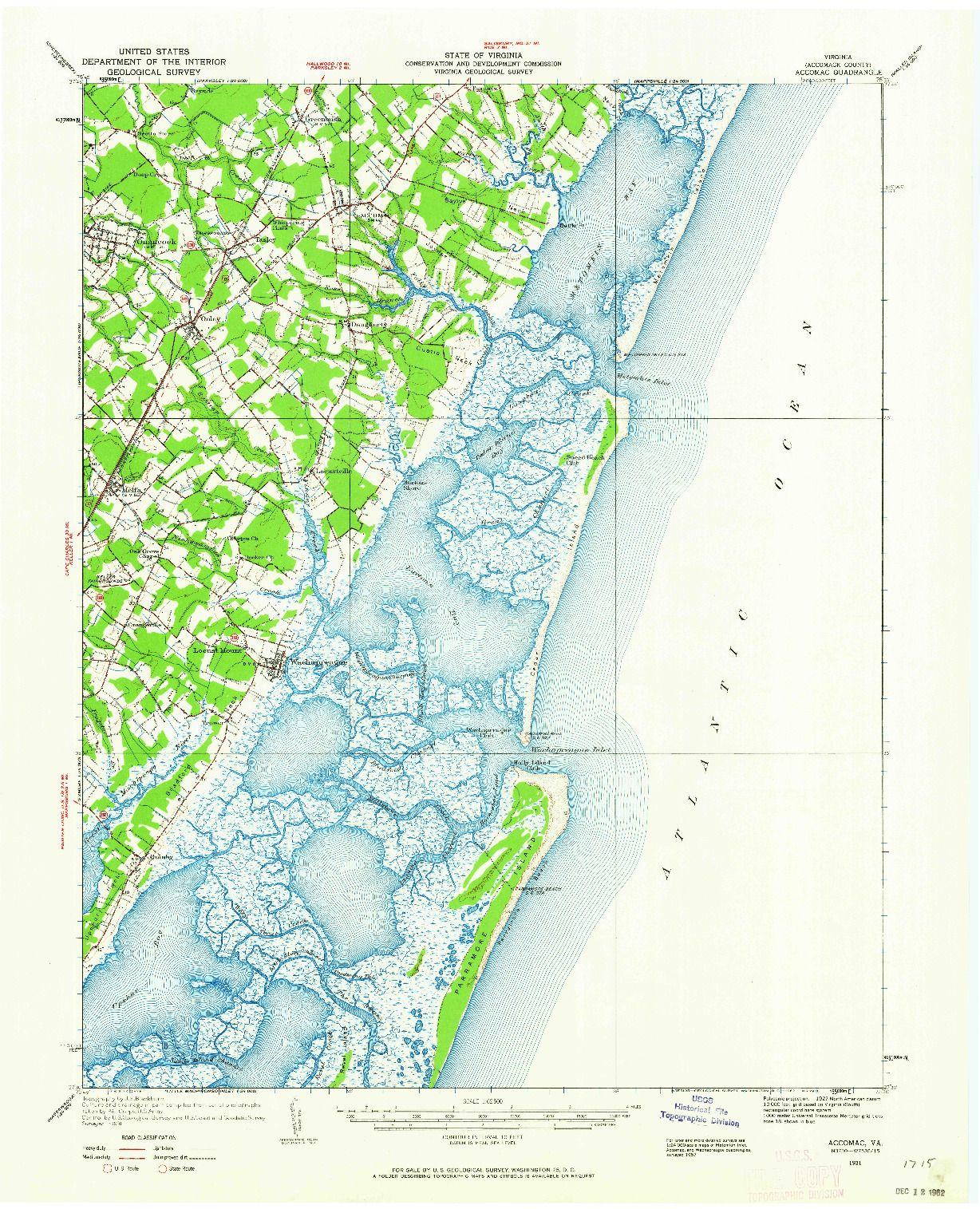 USGS 1:62500-SCALE QUADRANGLE FOR ACCOMAC, VA 1931