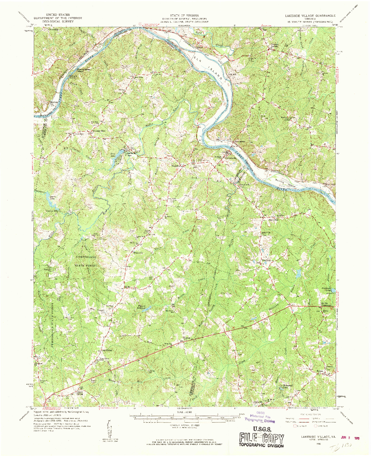 USGS 1:62500-SCALE QUADRANGLE FOR LAKESIDE VILLAGE, VA 1960