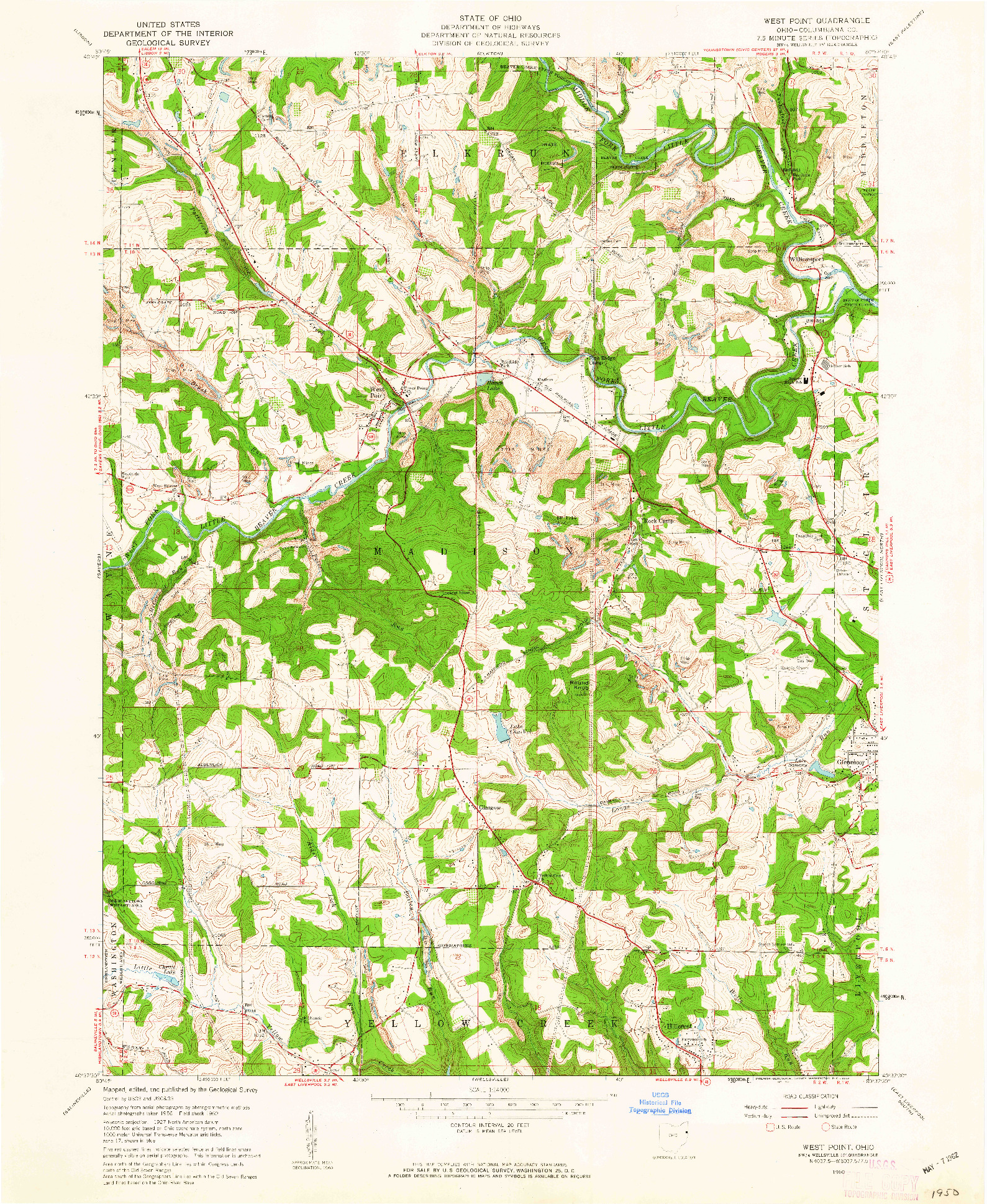 USGS 1:24000-SCALE QUADRANGLE FOR WEST POINT, OH 1960