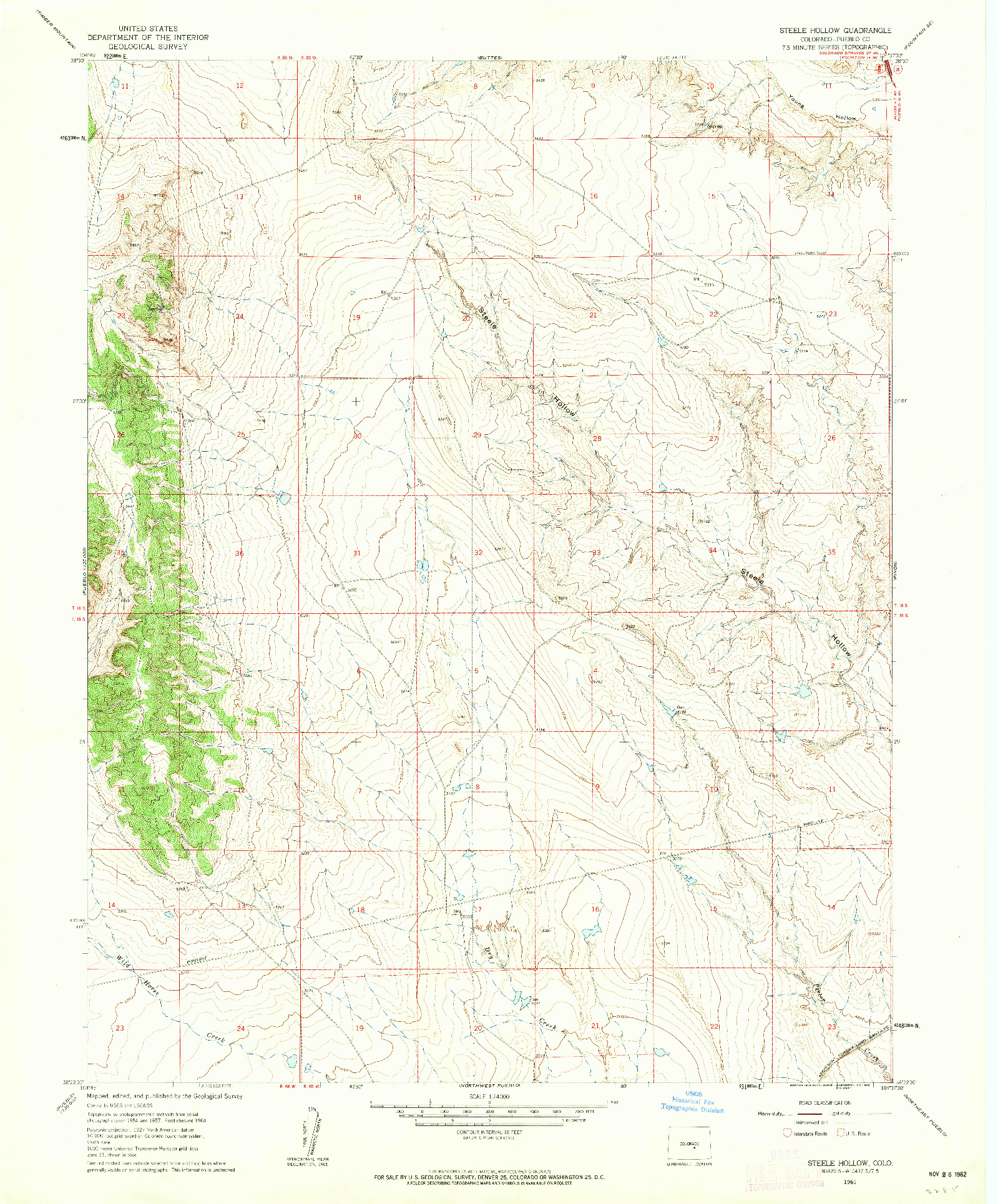 USGS 1:24000-SCALE QUADRANGLE FOR STEELE HOLLOW, CO 1961