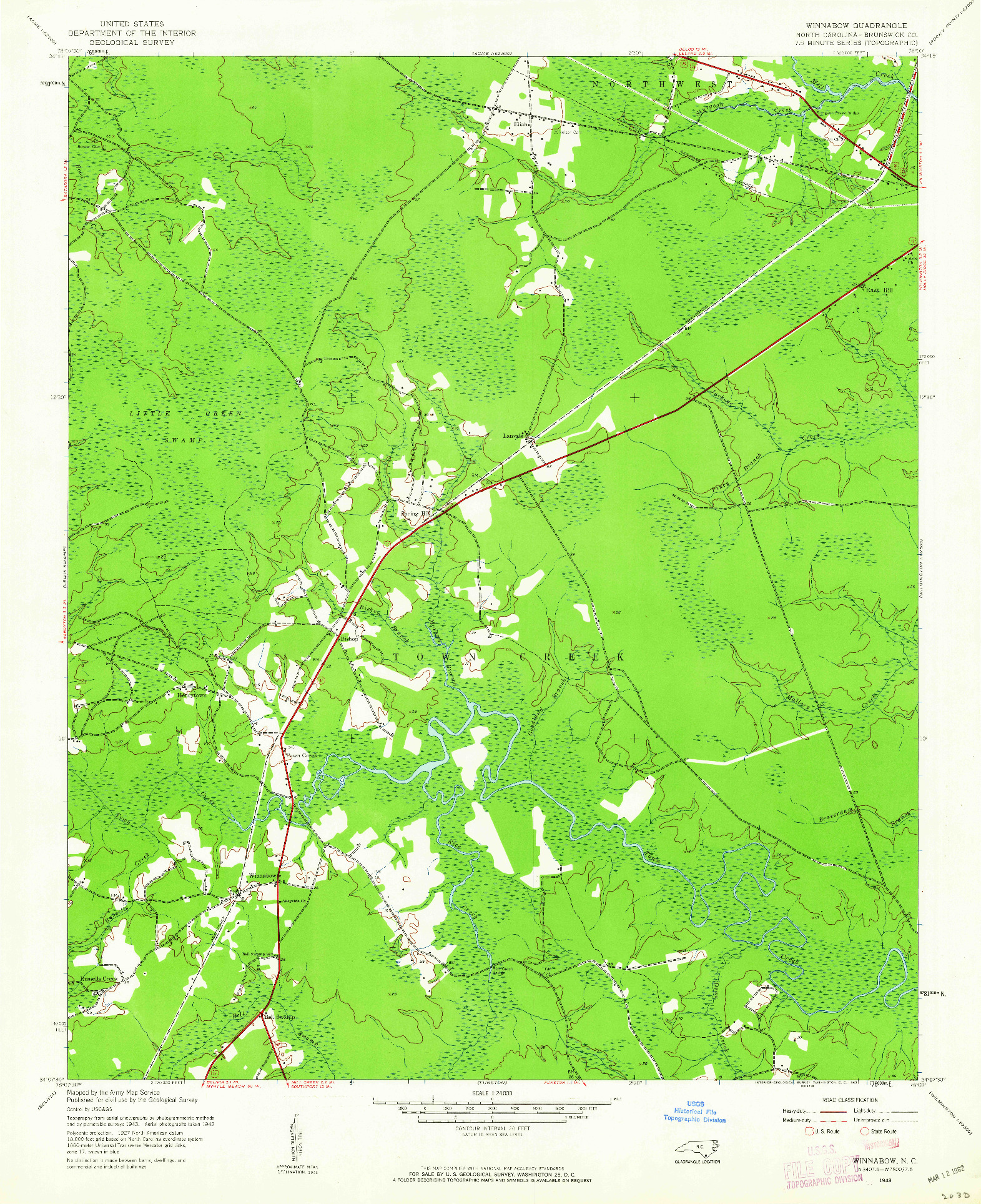 USGS 1:24000-SCALE QUADRANGLE FOR WINNABOW, NC 1943