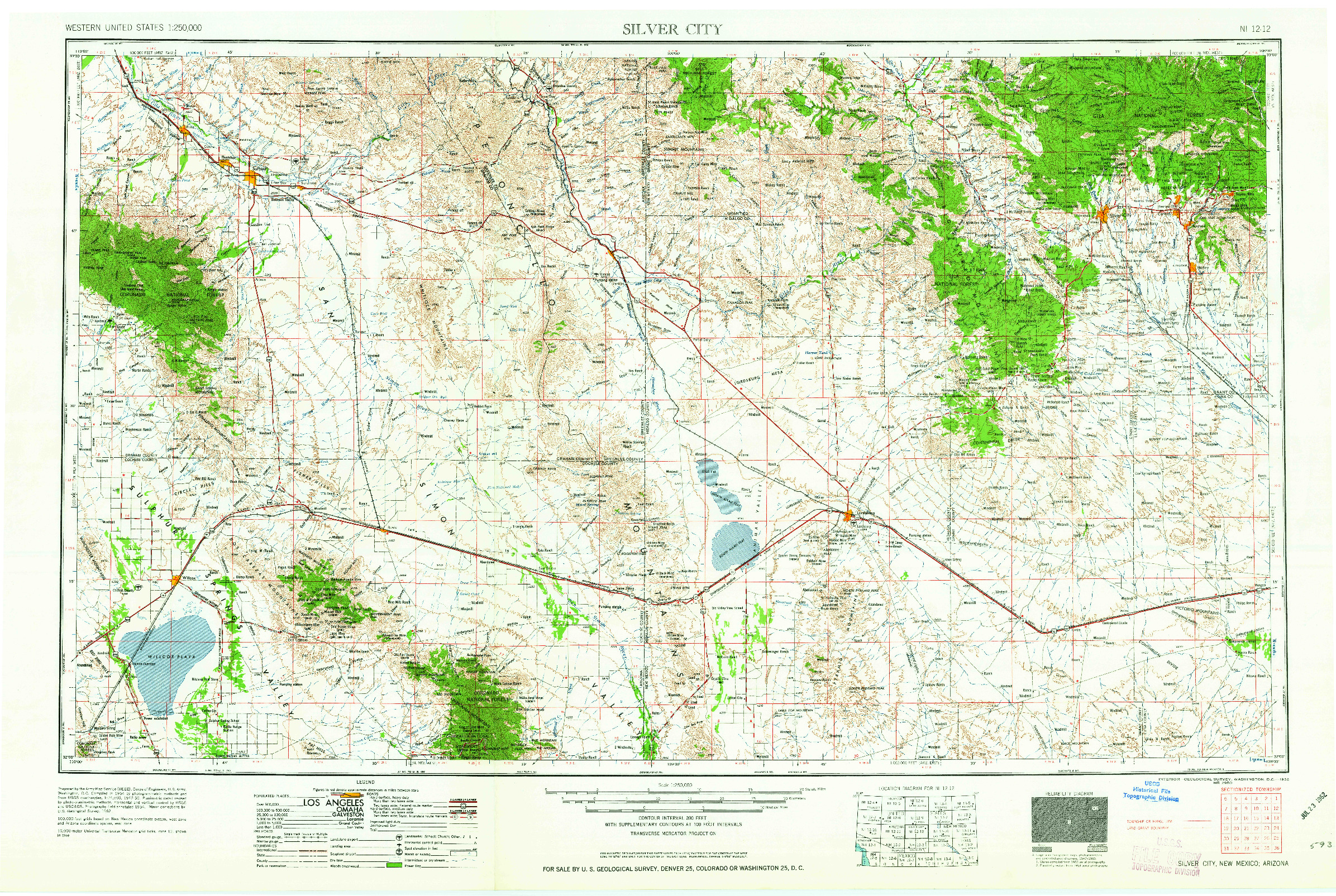USGS 1:250000-SCALE QUADRANGLE FOR SILVER CITY, NM 1962