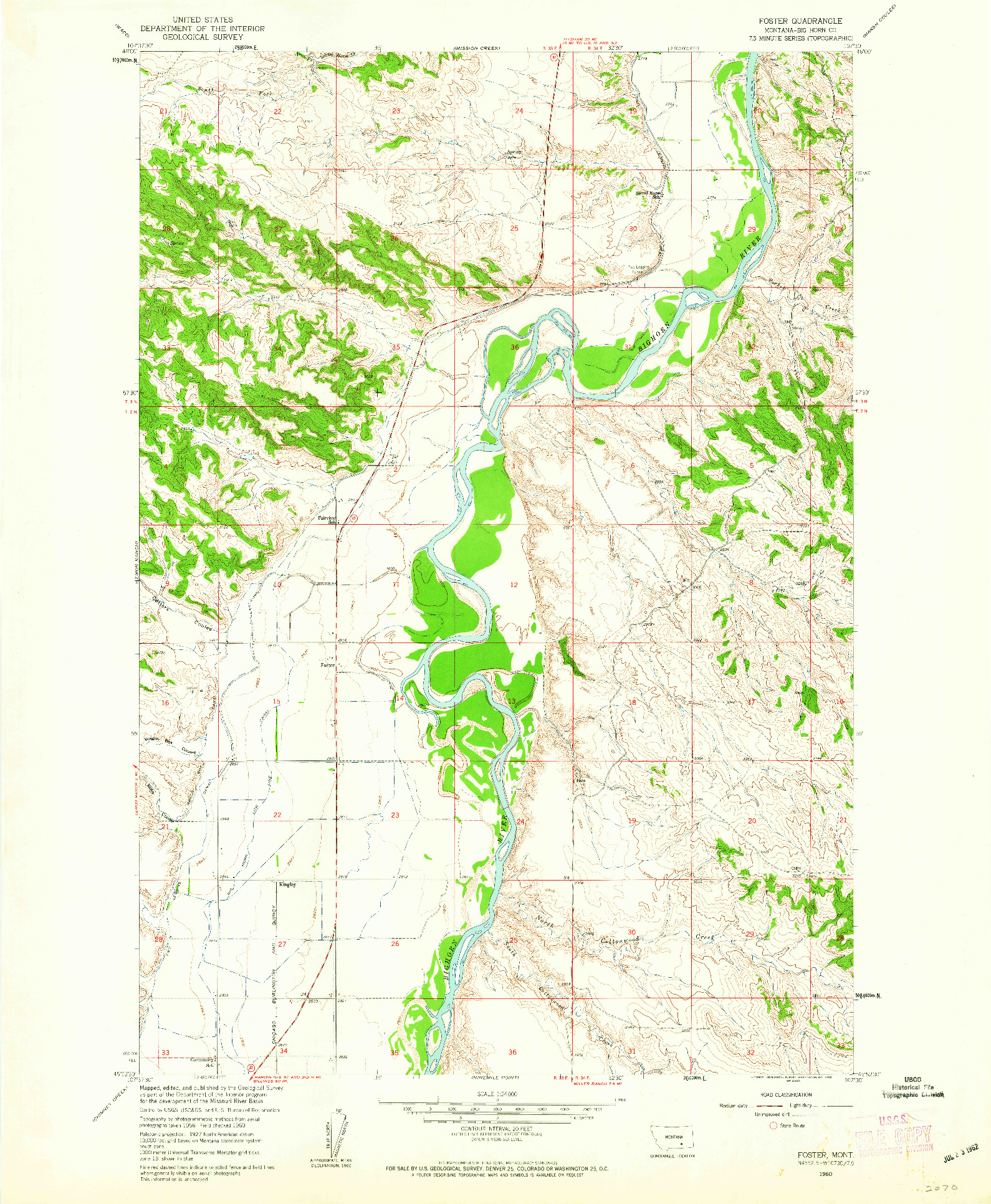 USGS 1:24000-SCALE QUADRANGLE FOR FOSTER, MT 1960