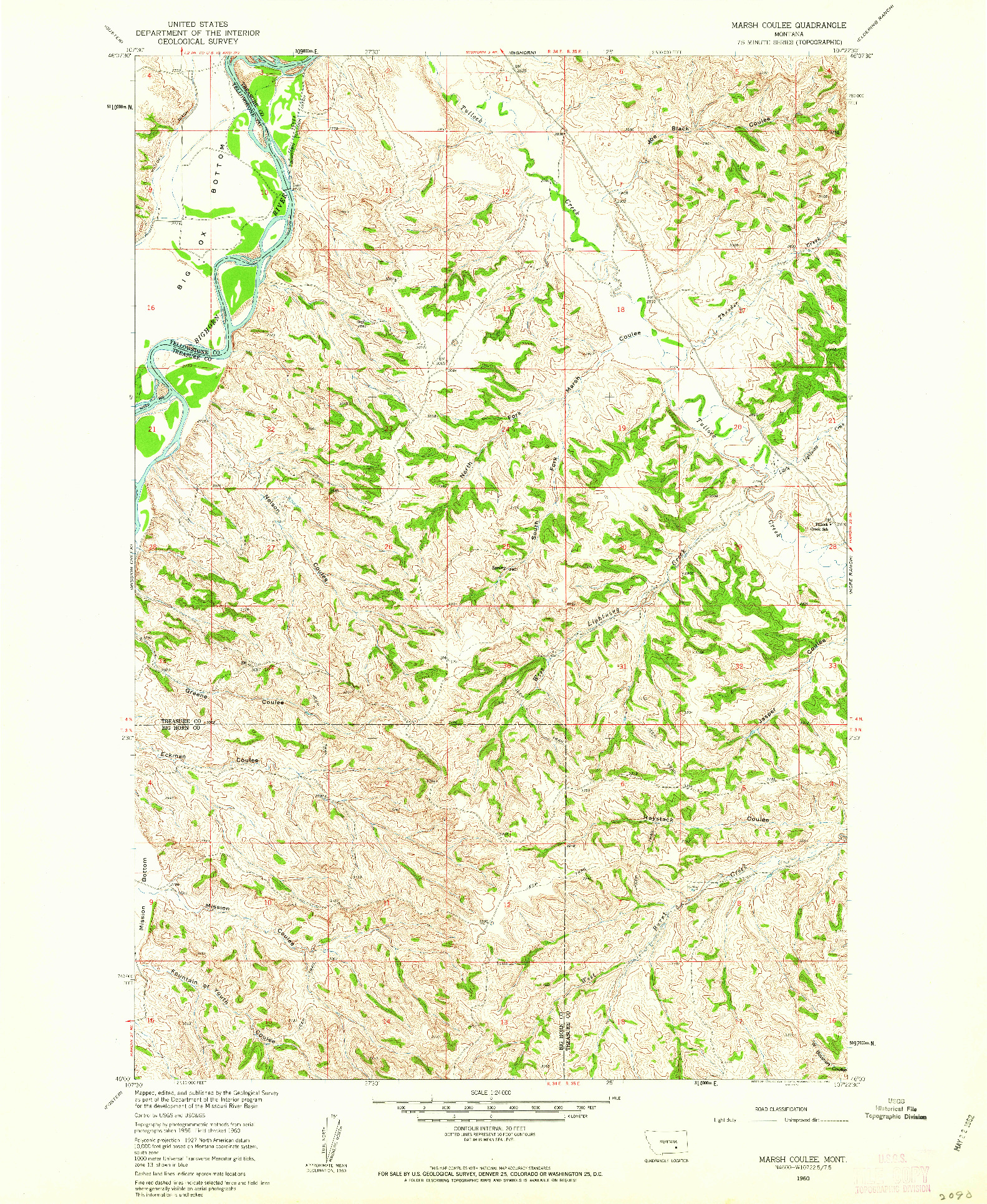 USGS 1:24000-SCALE QUADRANGLE FOR MARSH COULEE, MT 1960