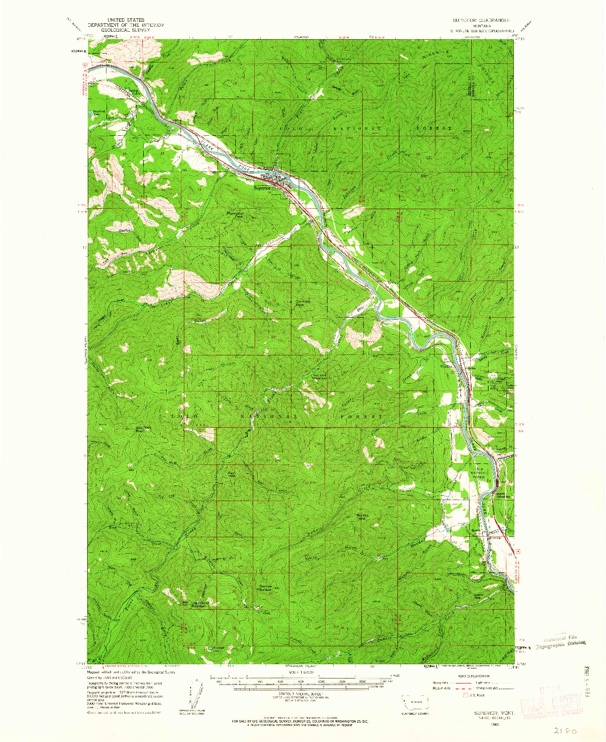 USGS 1:62500-SCALE QUADRANGLE FOR SUPERIOR, MT 1960