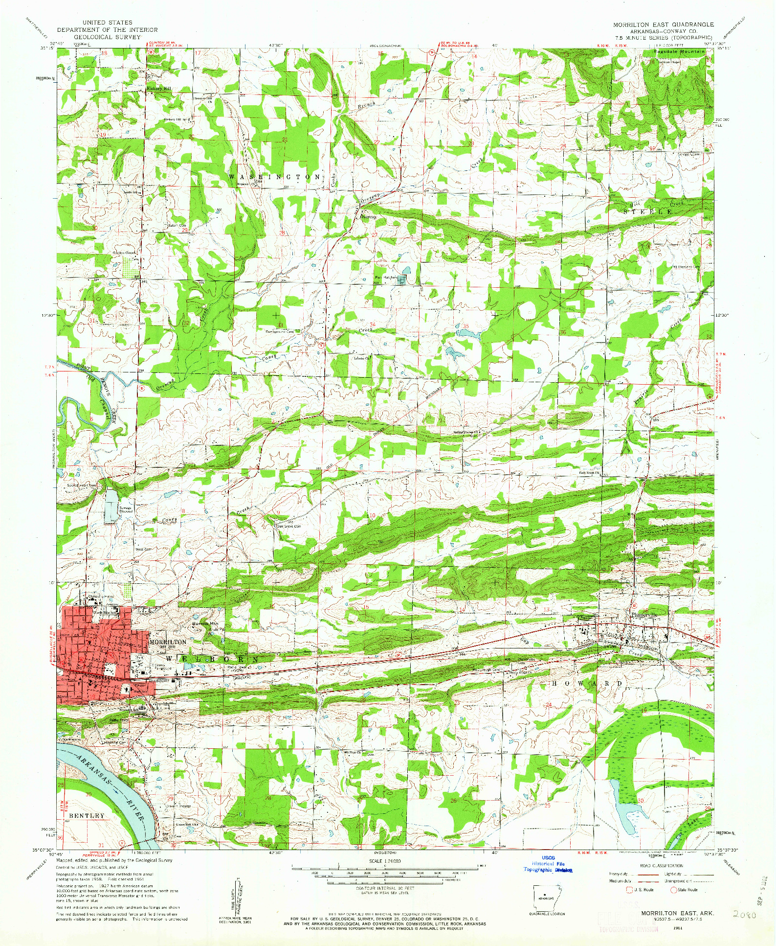 USGS 1:24000-SCALE QUADRANGLE FOR MORRILTON EAST, AR 1961