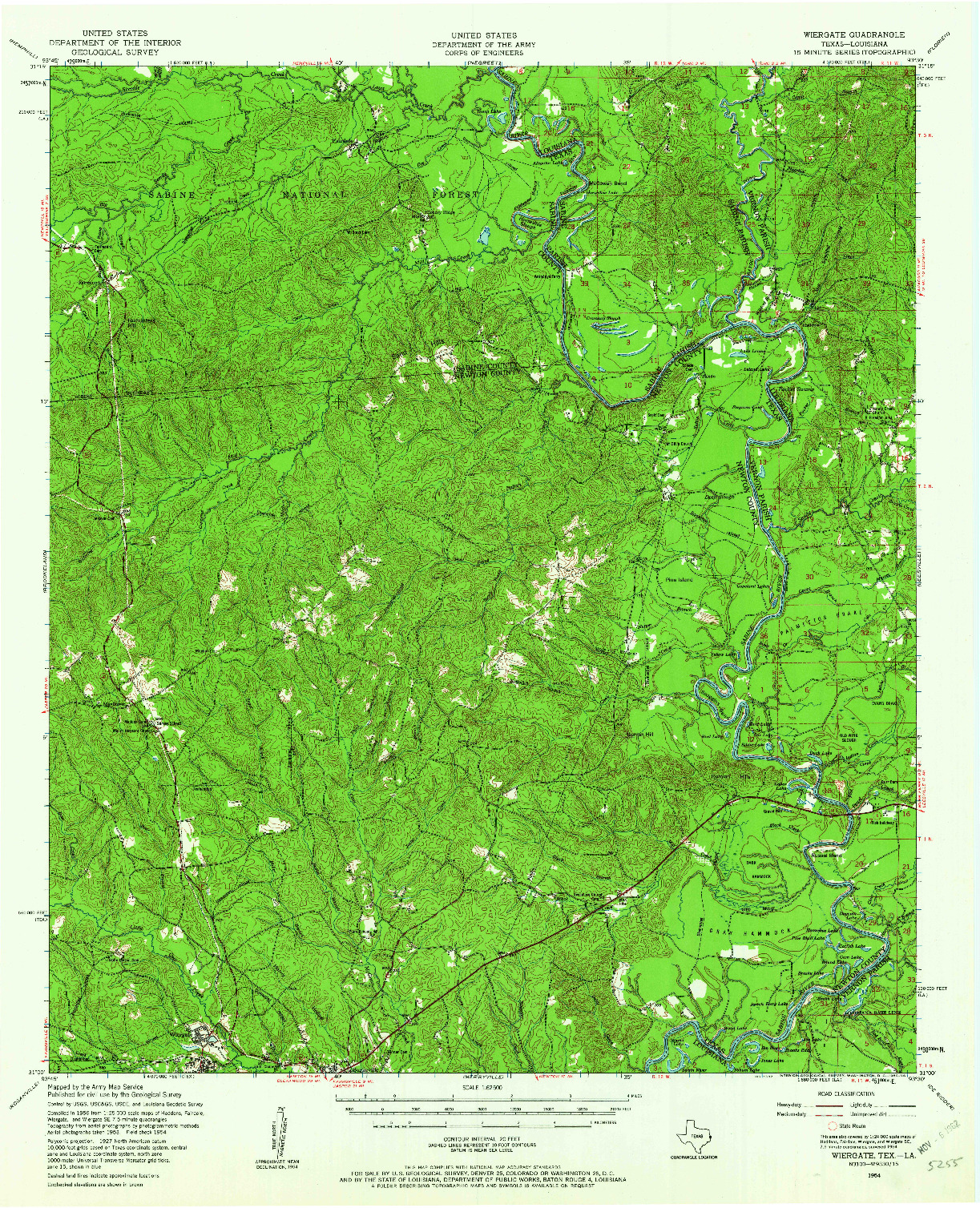 USGS 1:62500-SCALE QUADRANGLE FOR WIERGATE, TX 1954