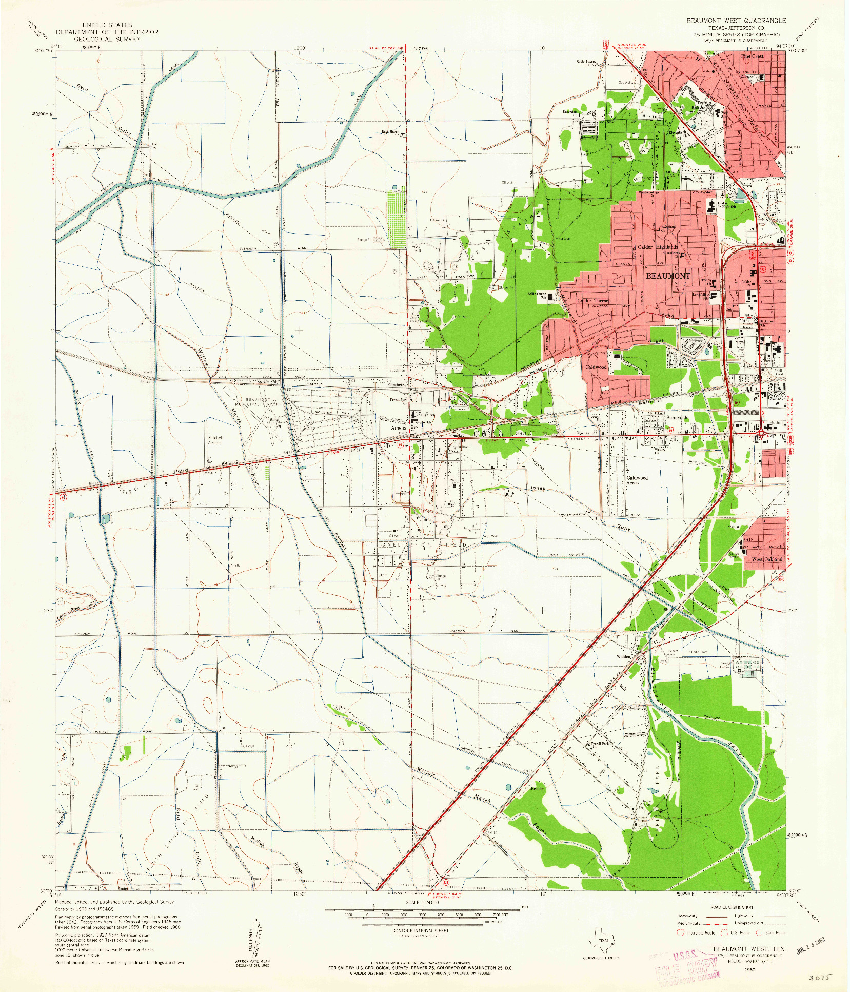 USGS 1:24000-SCALE QUADRANGLE FOR BEAUMONT WEST, TX 1960