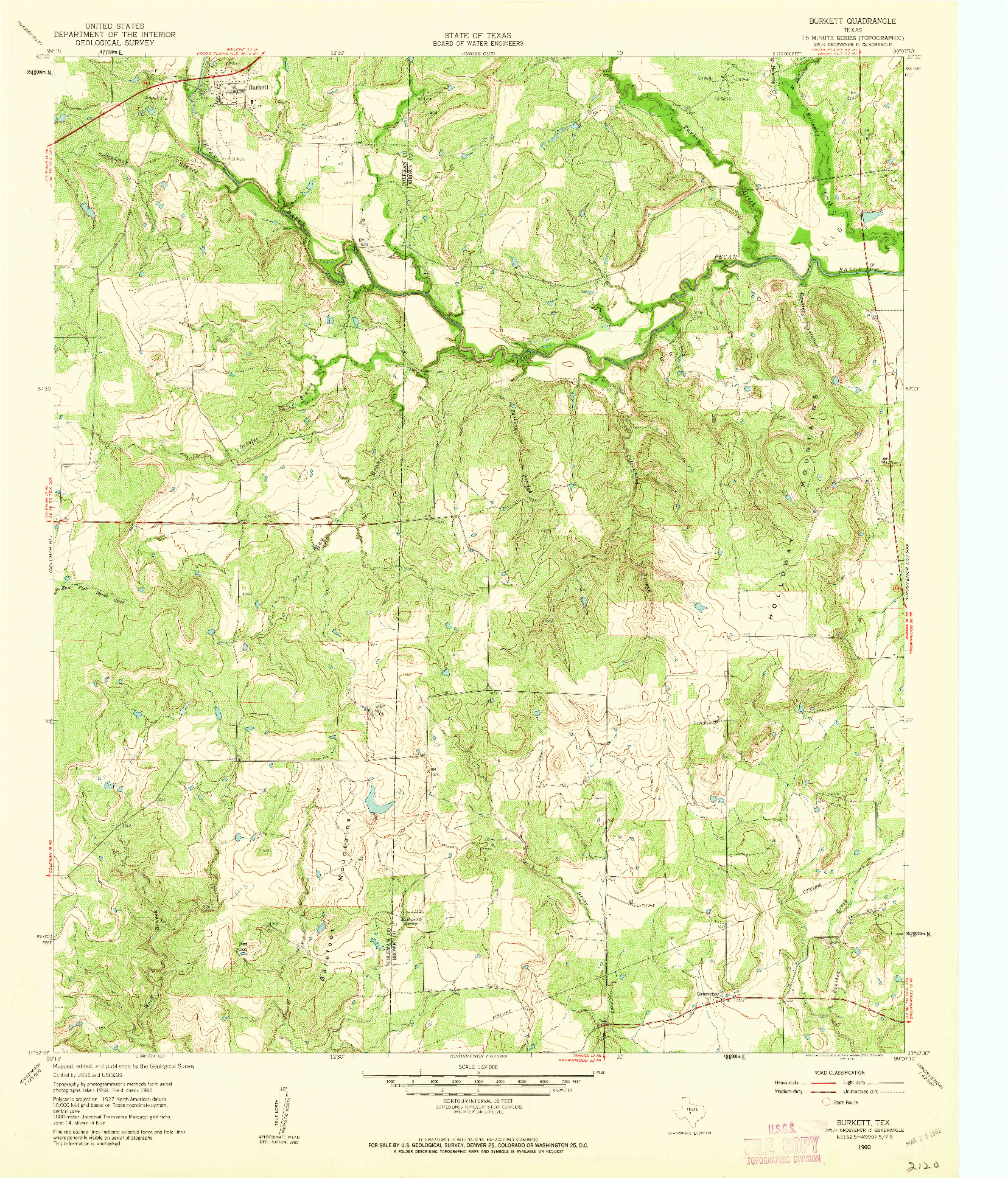 USGS 1:24000-SCALE QUADRANGLE FOR BURKETT, TX 1960
