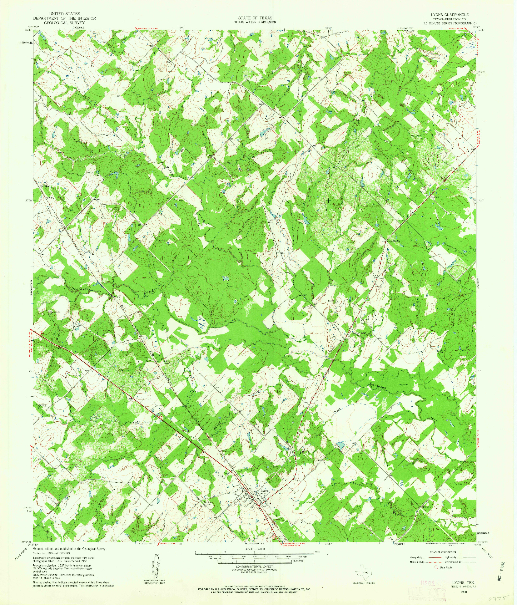 USGS 1:24000-SCALE QUADRANGLE FOR LYONS, TX 1960