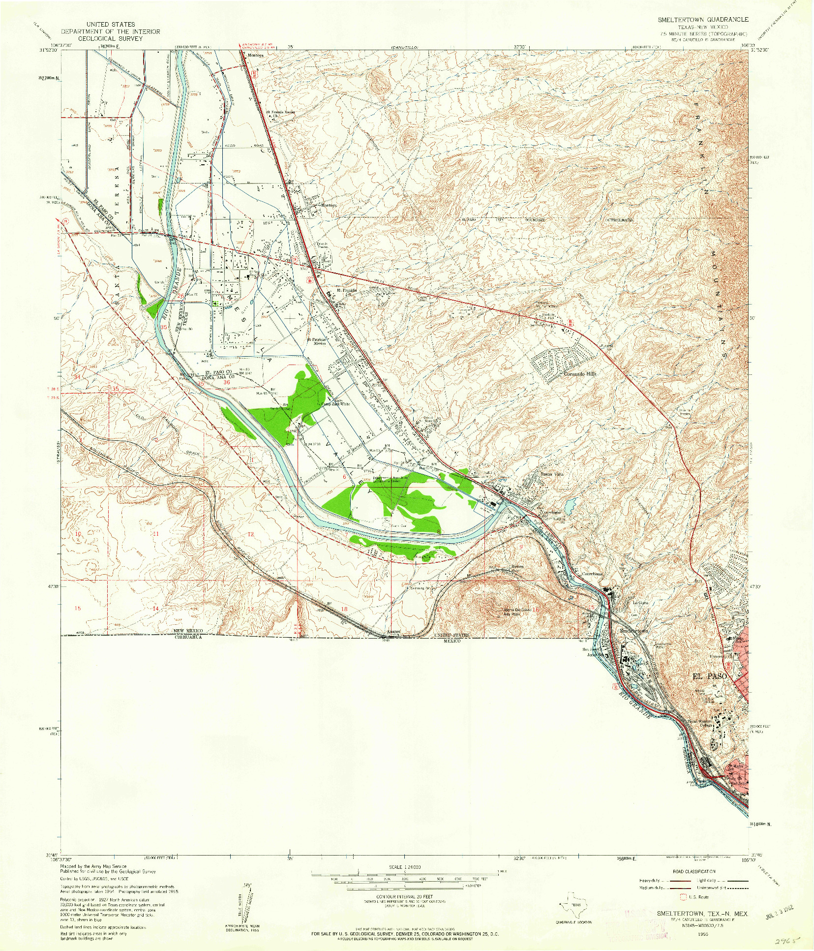 USGS 1:24000-SCALE QUADRANGLE FOR SMELTERTOWN, TX 1955