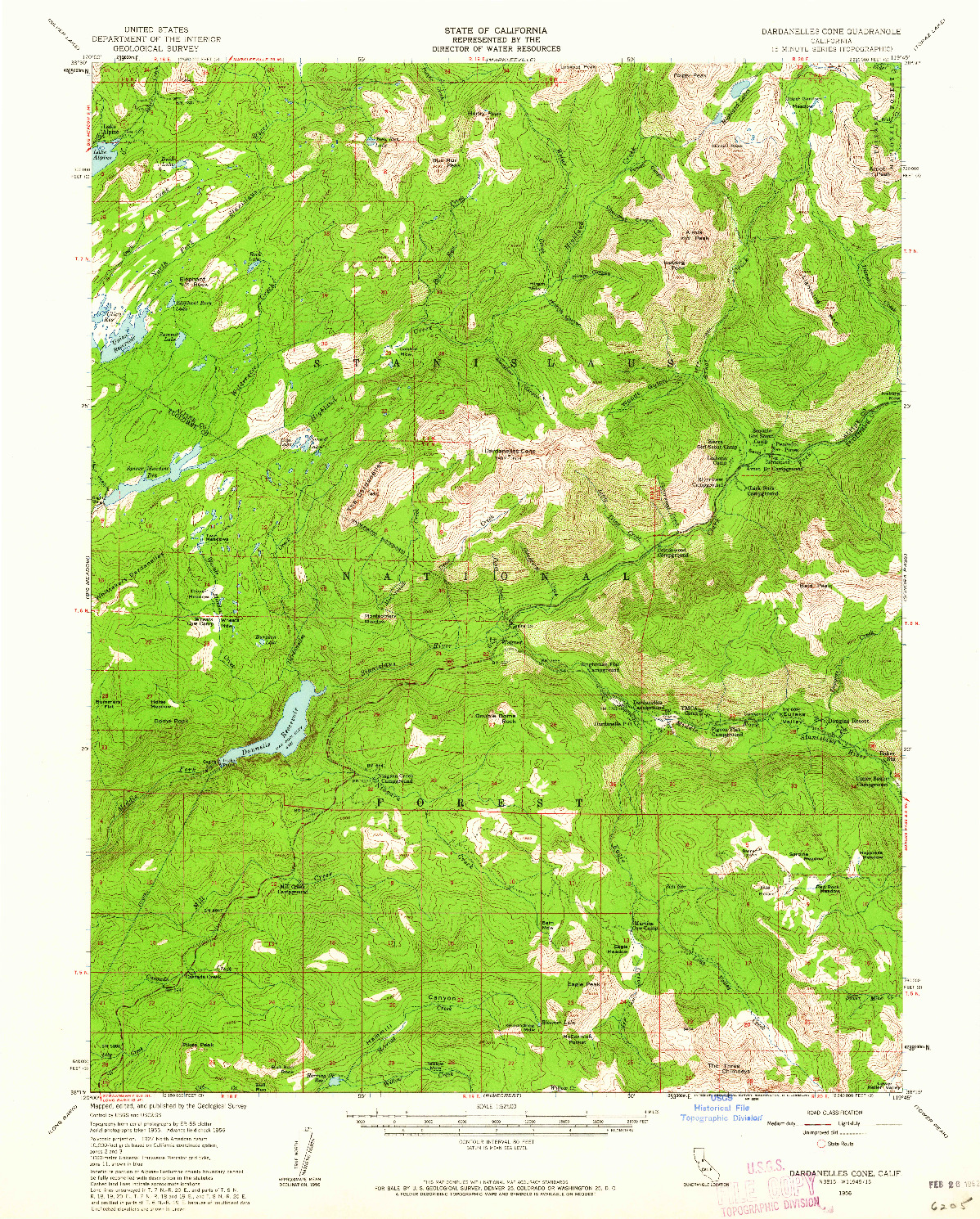 USGS 1:62500-SCALE QUADRANGLE FOR DARDANELLES CONE, CA 1956