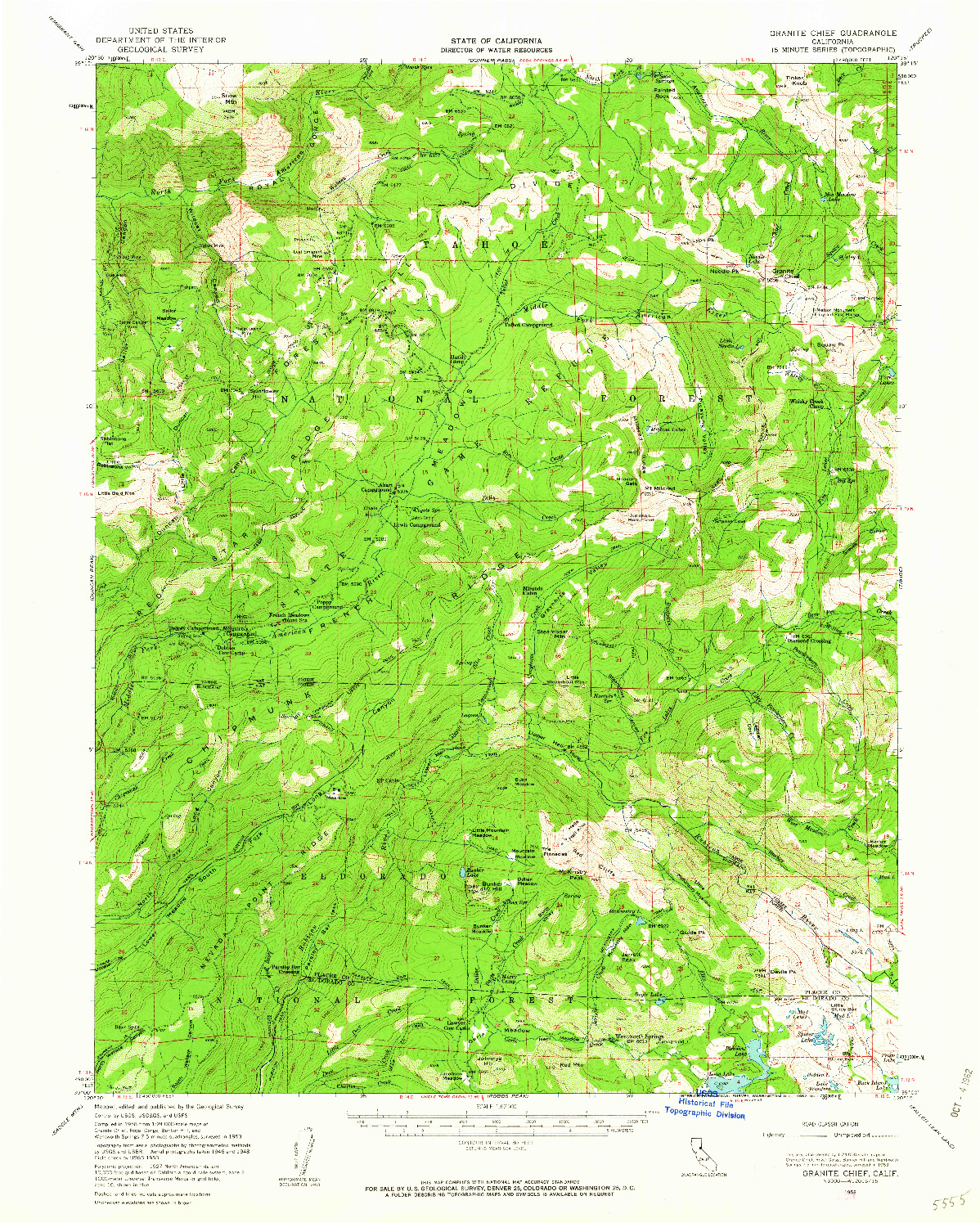 USGS 1:62500-SCALE QUADRANGLE FOR GRANITE CHIEF, CA 1953