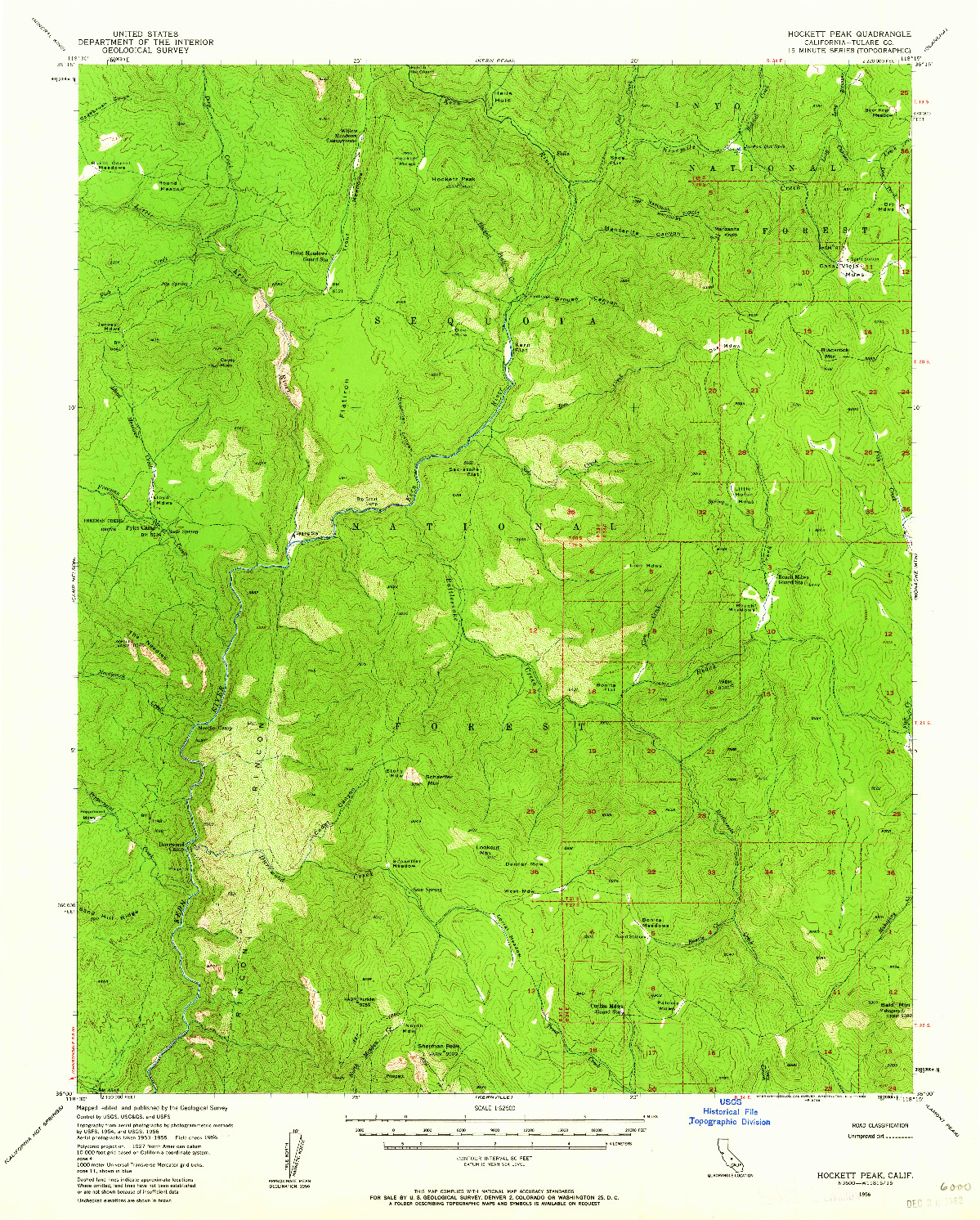 USGS 1:62500-SCALE QUADRANGLE FOR HOCKETT PEAK, CA 1956