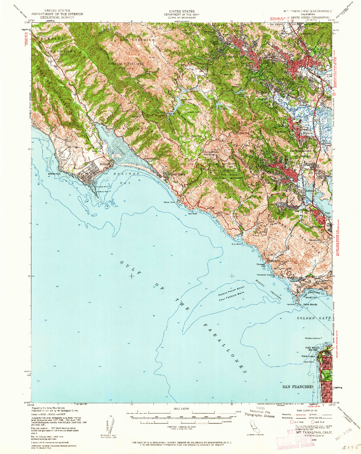 USGS 1:62500-SCALE QUADRANGLE FOR MT. TAMALPAIS, CA 1950