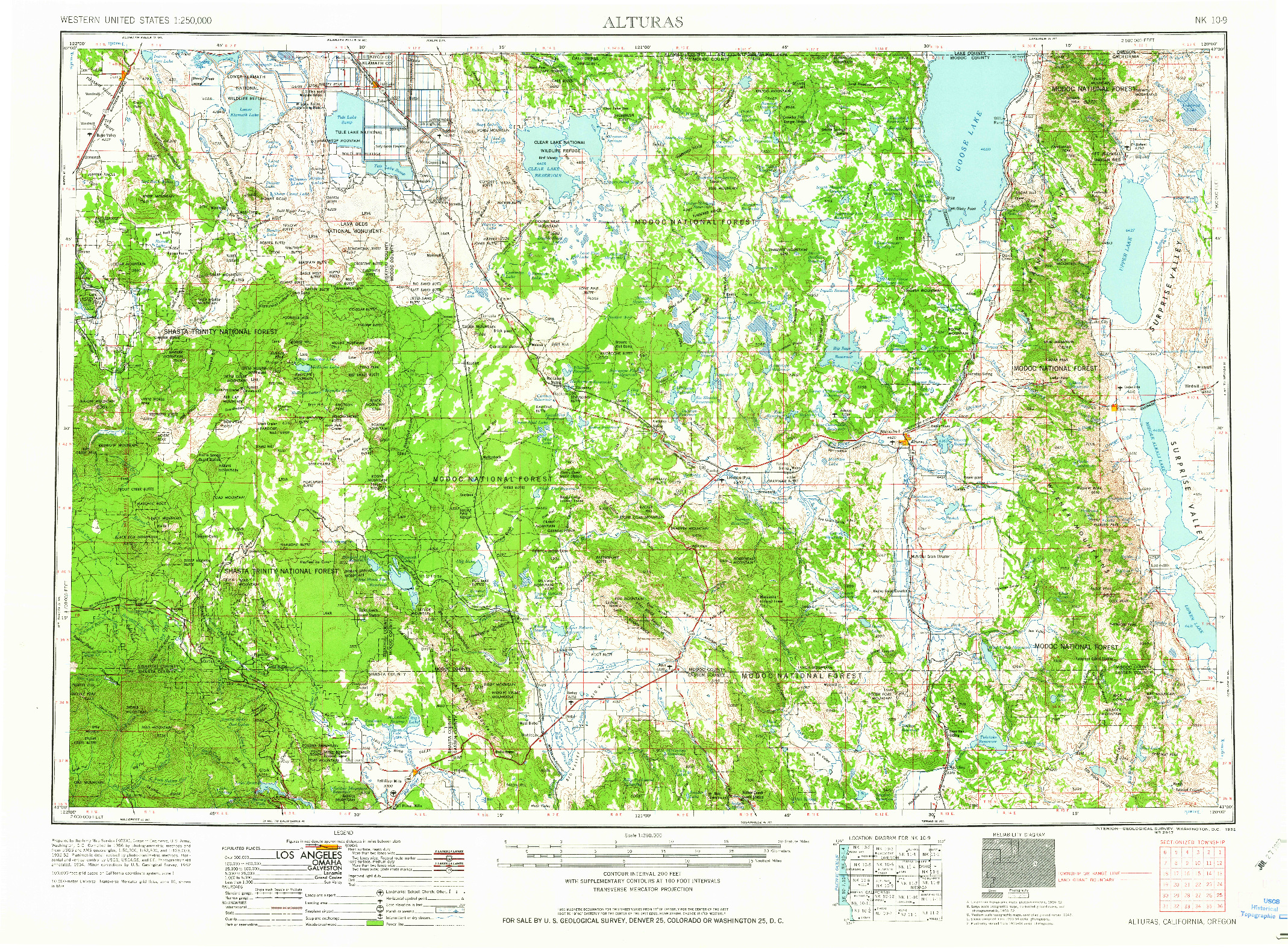 USGS 1:250000-SCALE QUADRANGLE FOR ALTURAS, CA 1962