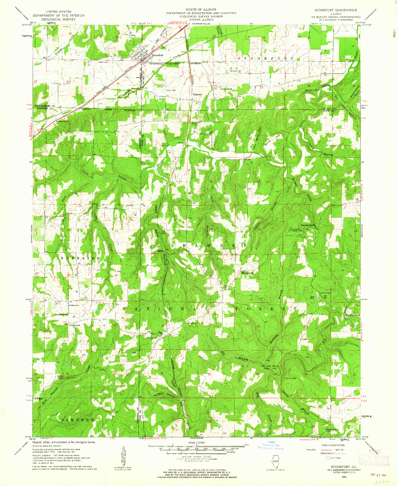 USGS 1:24000-SCALE QUADRANGLE FOR STONEFORT, IL 1961