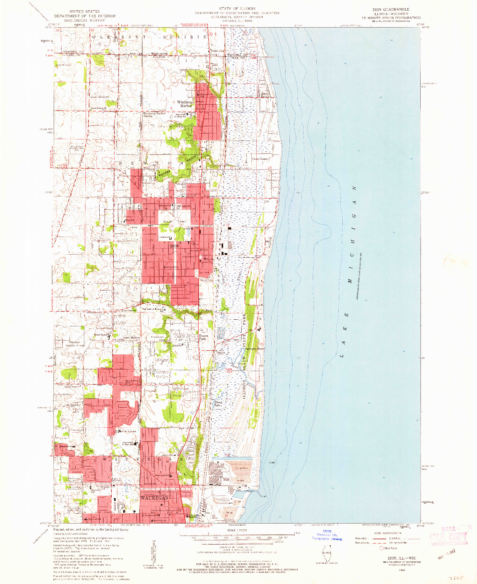 USGS 1:24000-SCALE QUADRANGLE FOR ZION, IL 1960