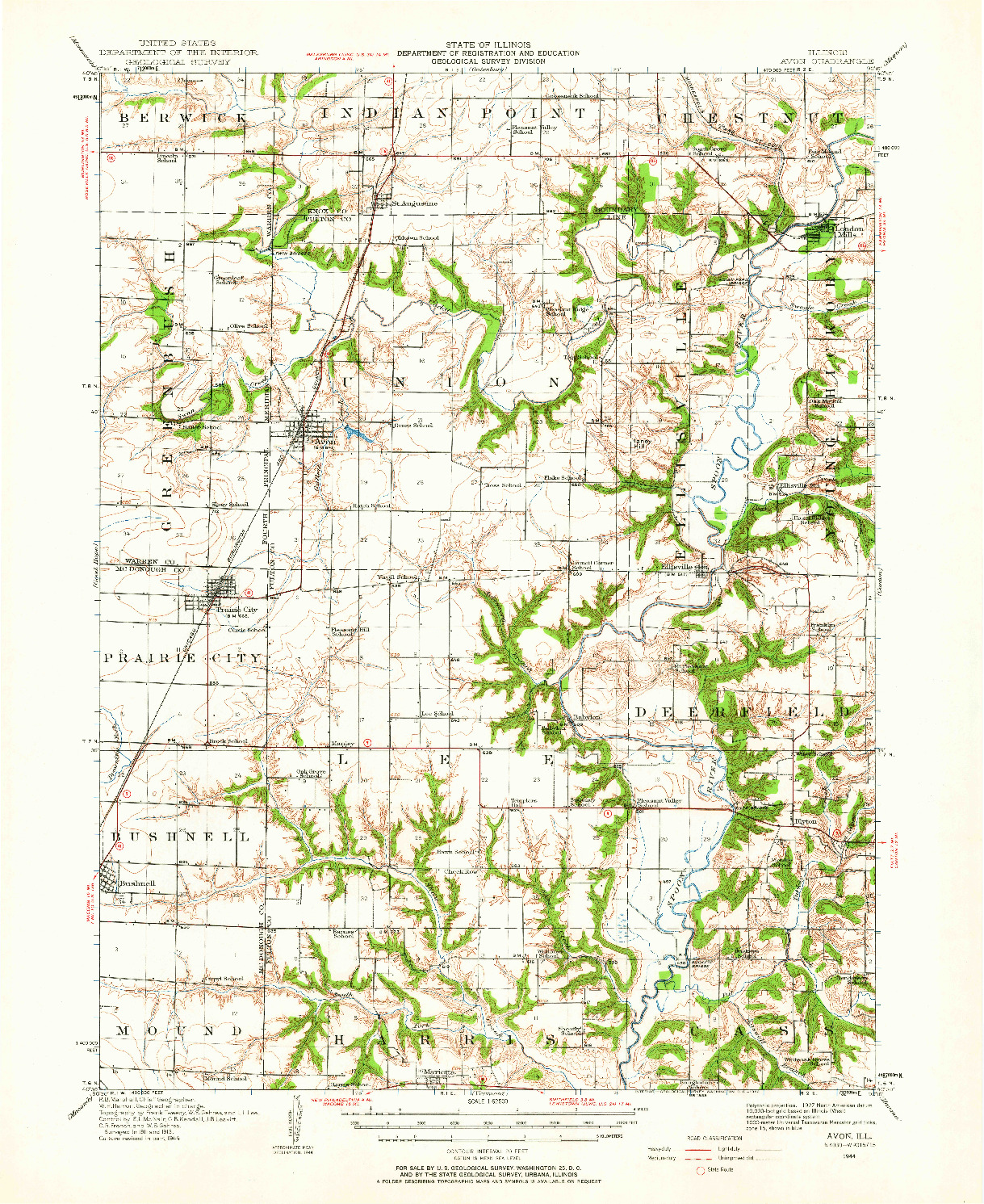 USGS 1:62500-SCALE QUADRANGLE FOR AVON, IL 1944