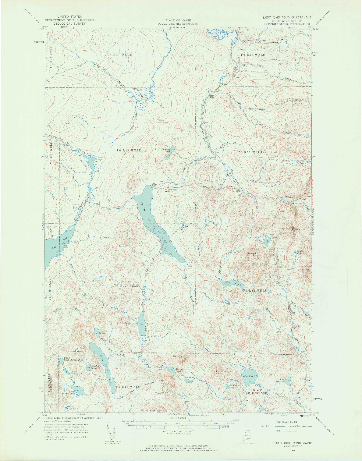 USGS 1:62500-SCALE QUADRANGLE FOR SAINT JOHN POND, ME 1958