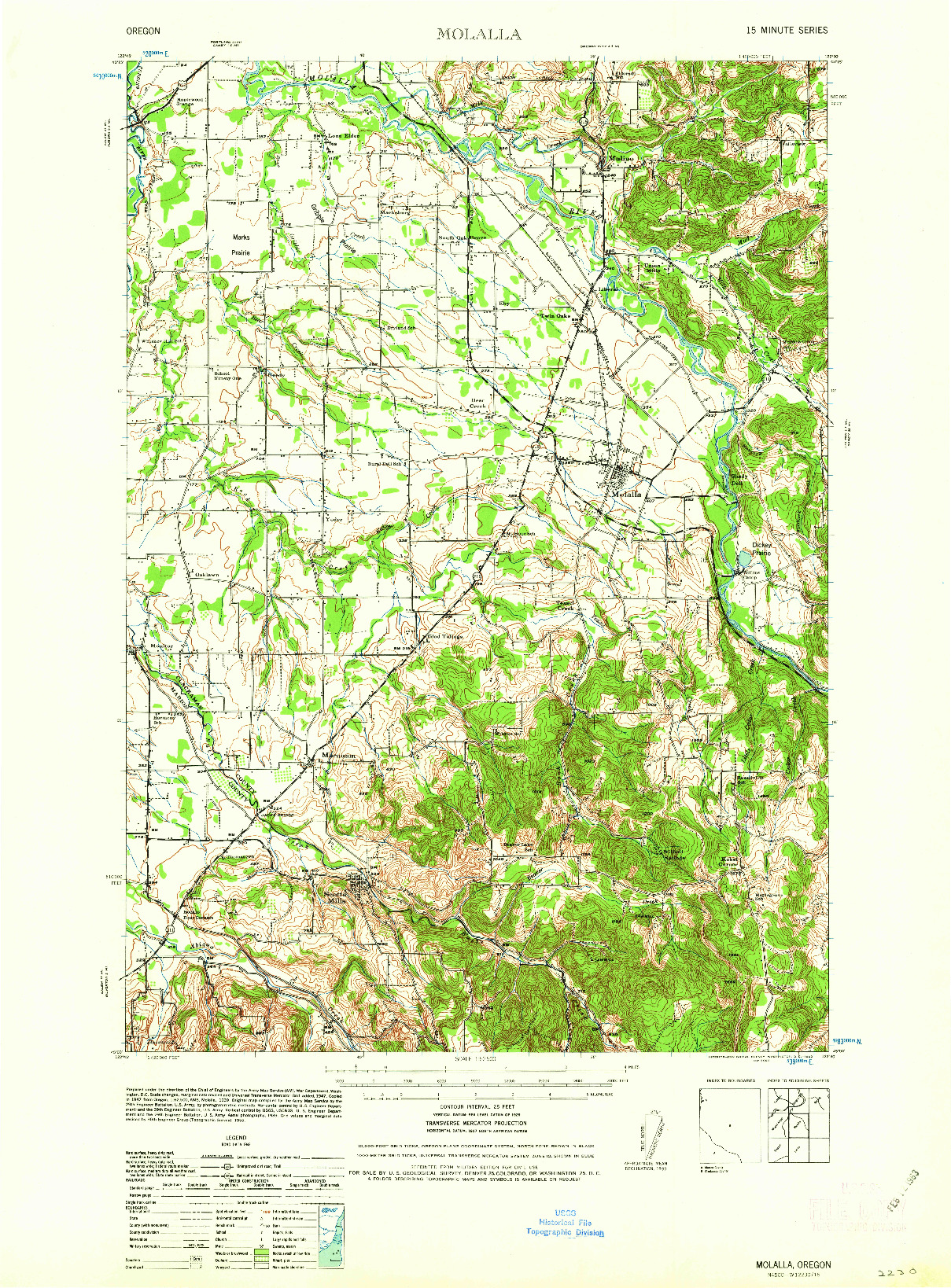 USGS 1:62500-SCALE QUADRANGLE FOR MOLALLA, OR 1939