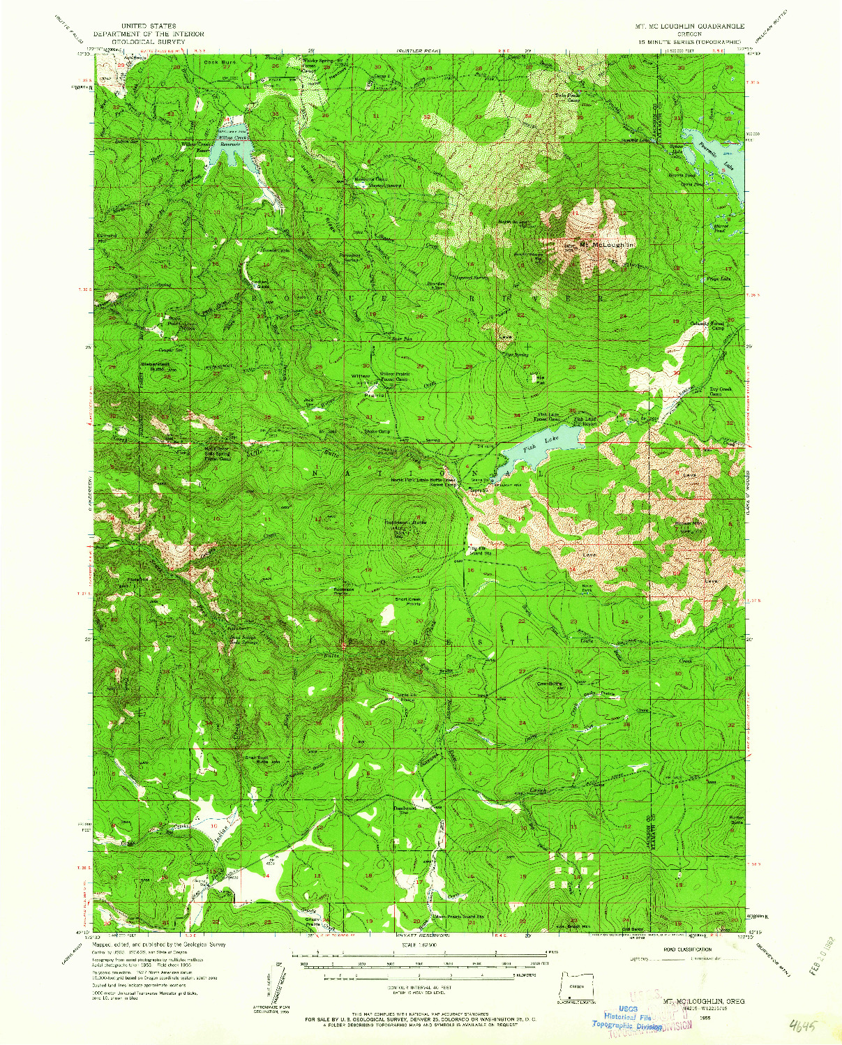 USGS 1:62500-SCALE QUADRANGLE FOR MT. MC LOUGHLIN, OR 1955