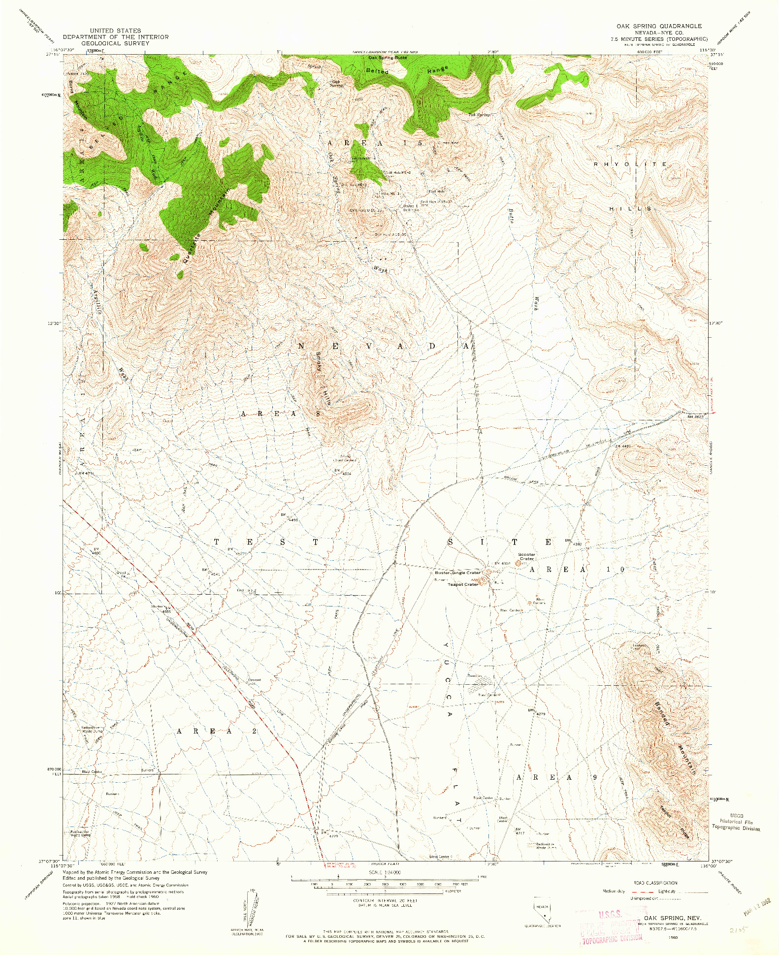 USGS 1:24000-SCALE QUADRANGLE FOR OAK SPRING, NV 1960