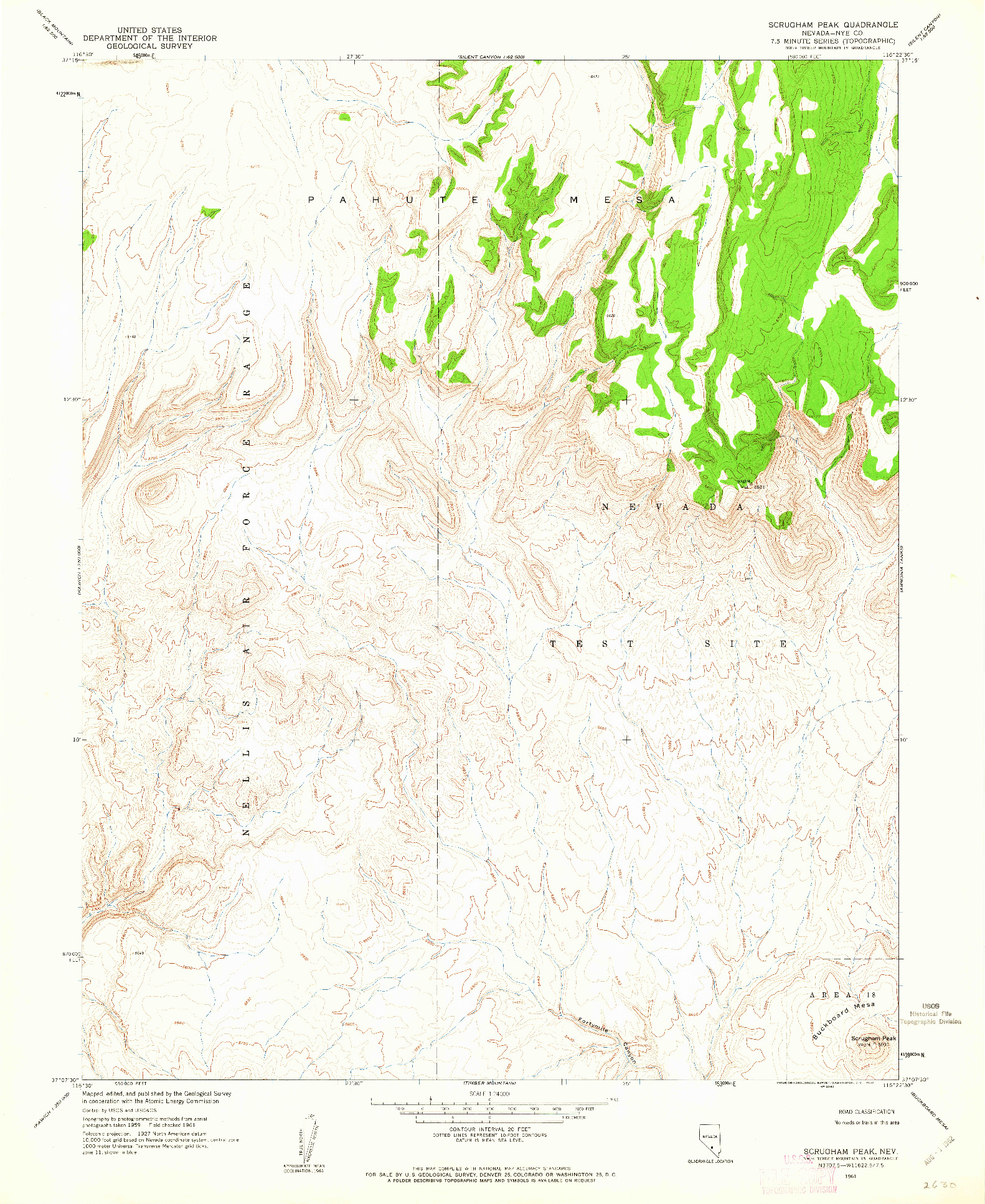 USGS 1:24000-SCALE QUADRANGLE FOR SCRUGHAM PEAK, NV 1961