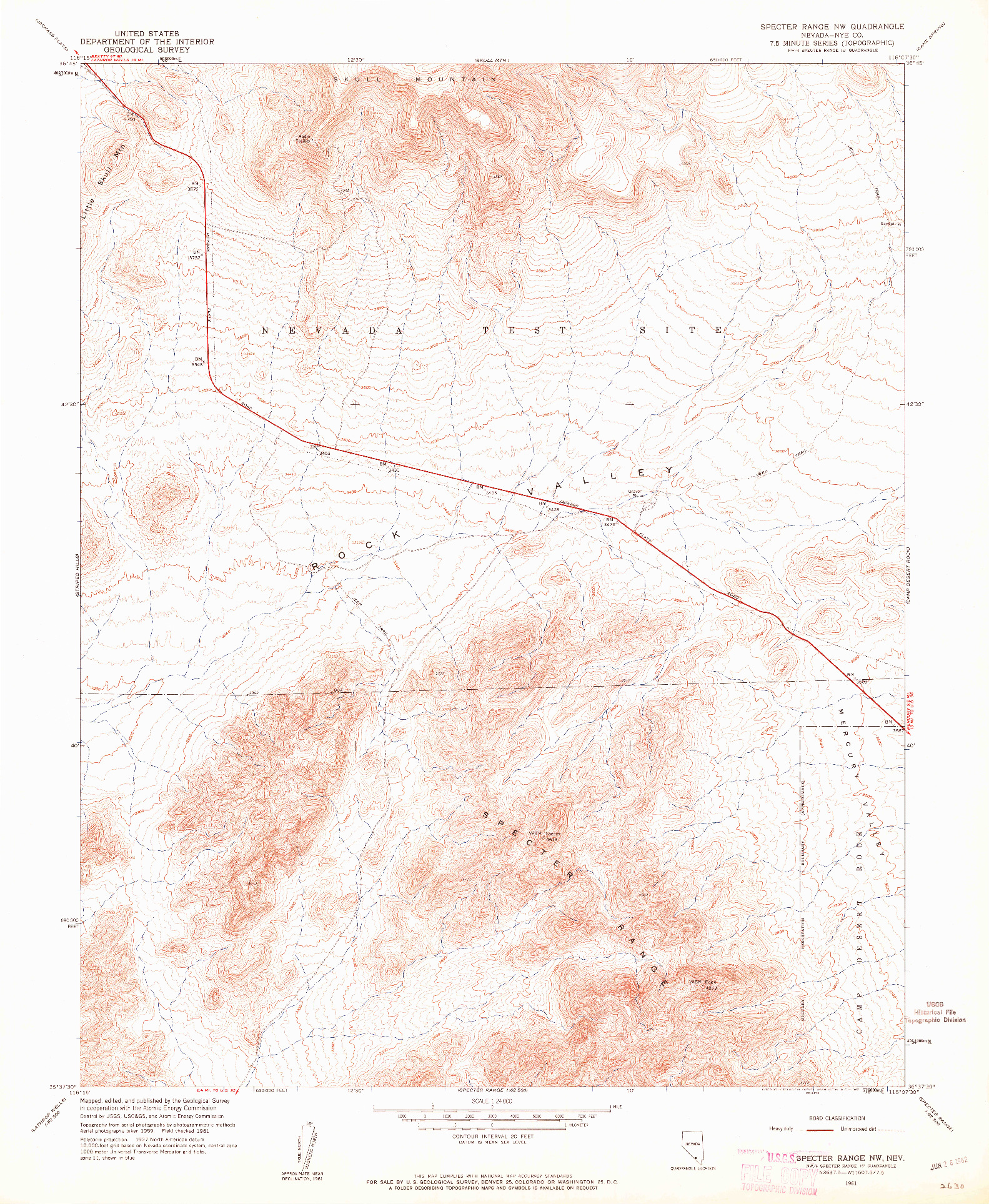 USGS 1:24000-SCALE QUADRANGLE FOR SPECTER RANGE NW, NV 1961