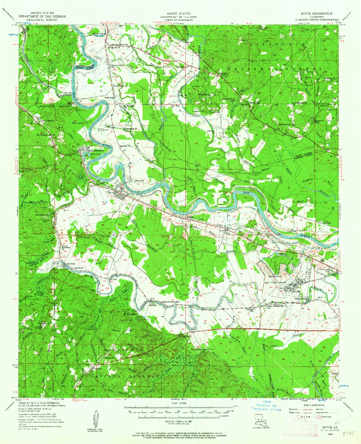 USGS 1:62500-SCALE QUADRANGLE FOR BOYCE, LA 1956