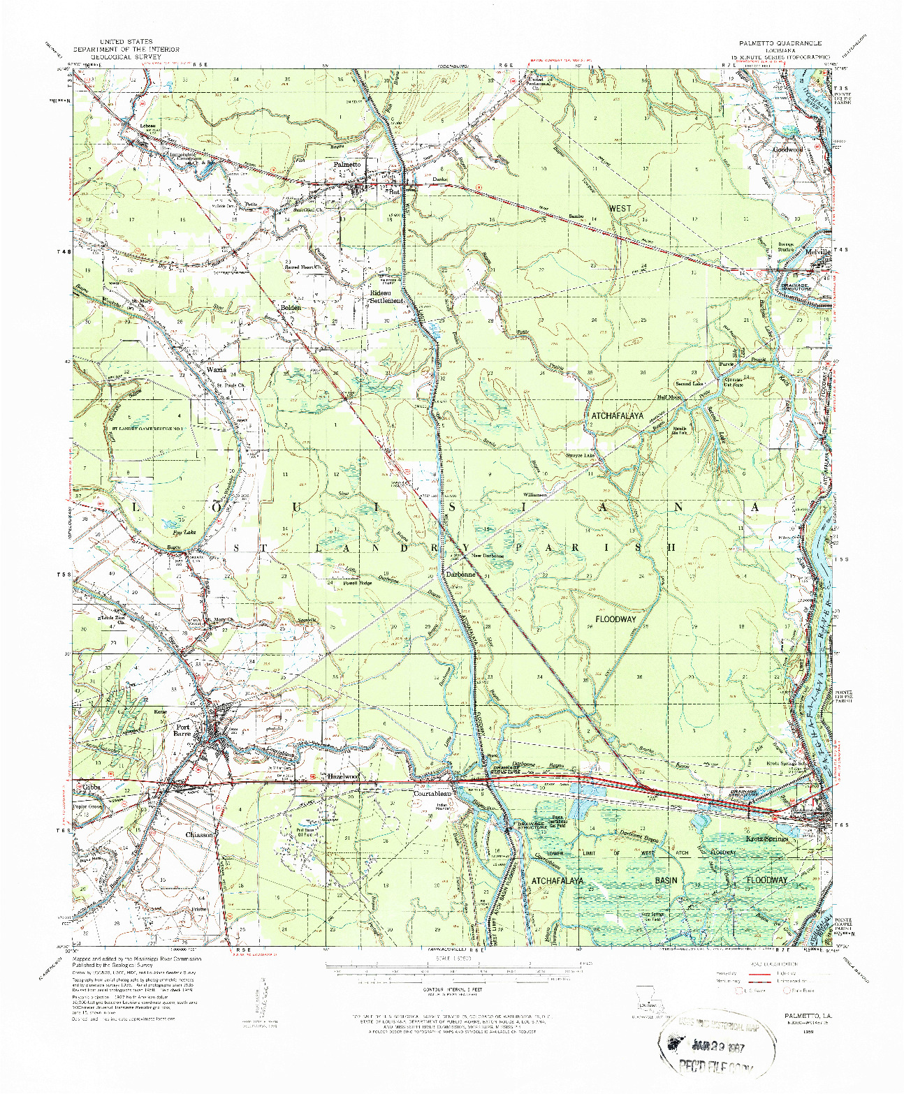 USGS 1:62500-SCALE QUADRANGLE FOR PALMETTO, LA 1959