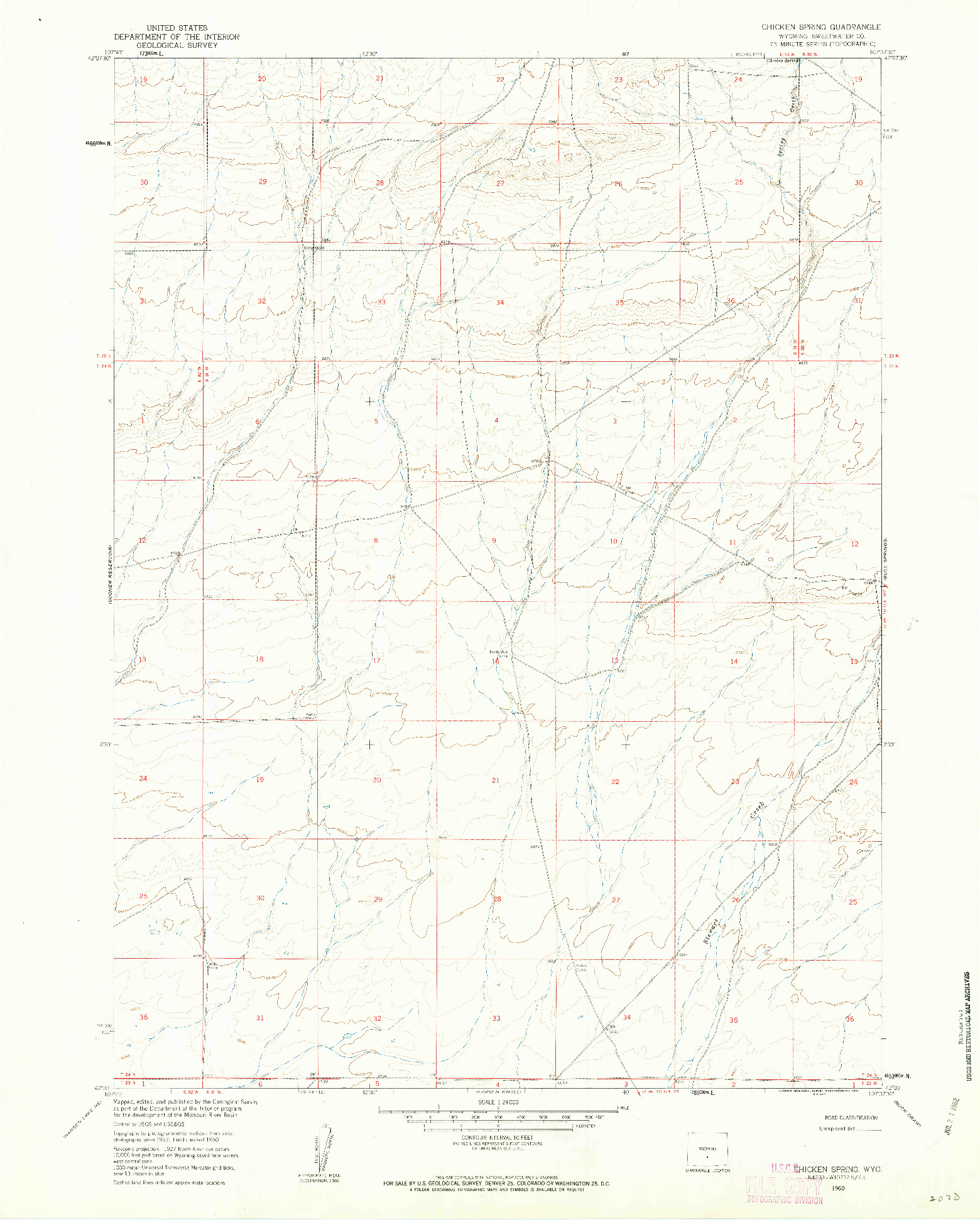 USGS 1:24000-SCALE QUADRANGLE FOR CHICKEN SPRING, WY 1960